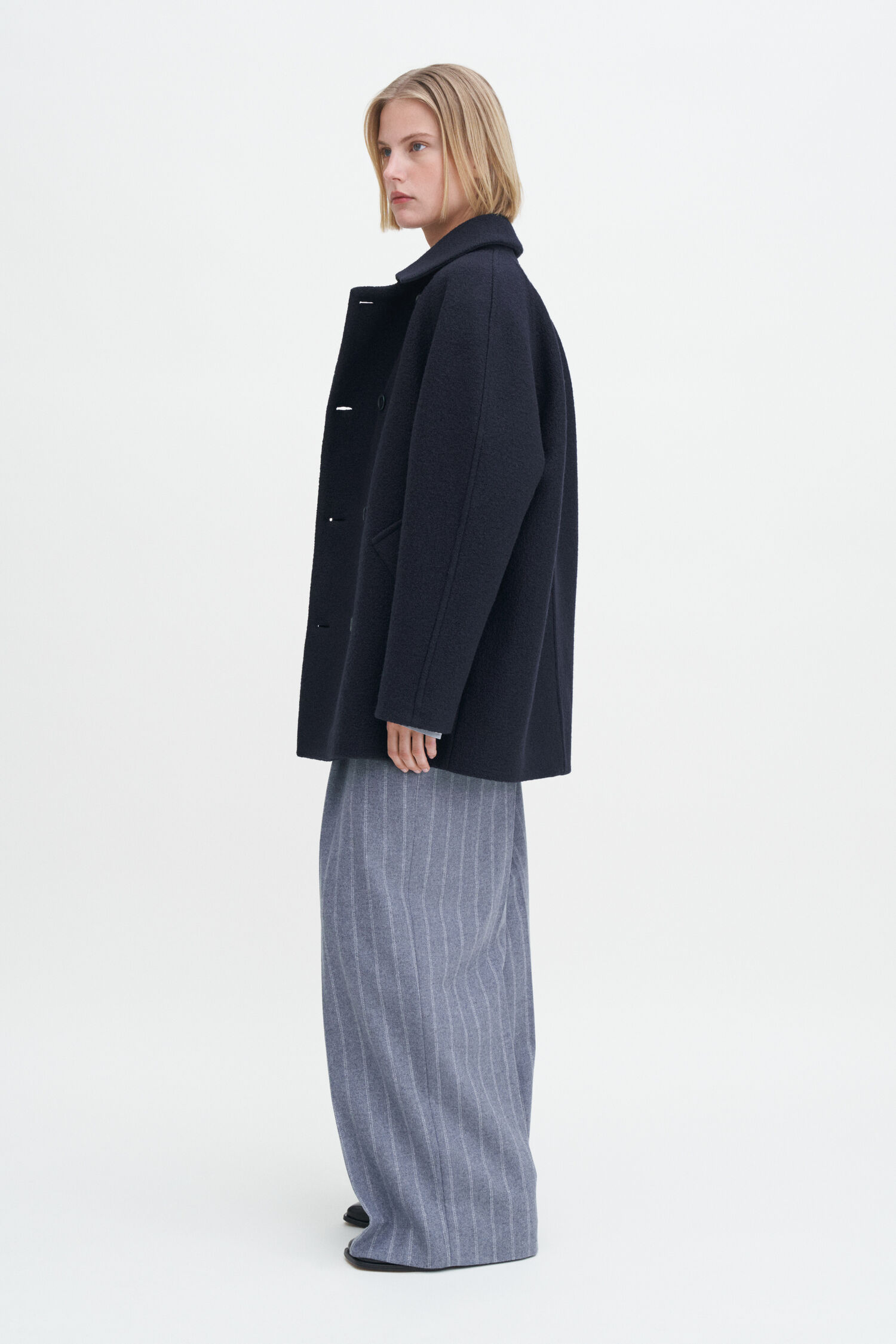 Double Breasted Boiled Wool Jacket