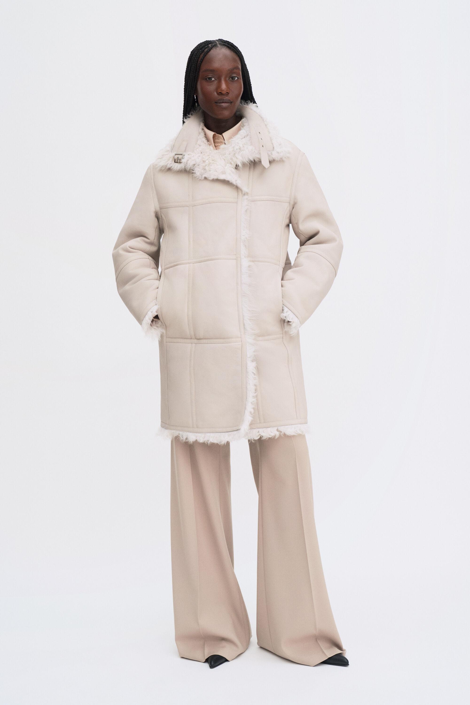 Reversible Shearling Coat - Cream White | FILIPPA K