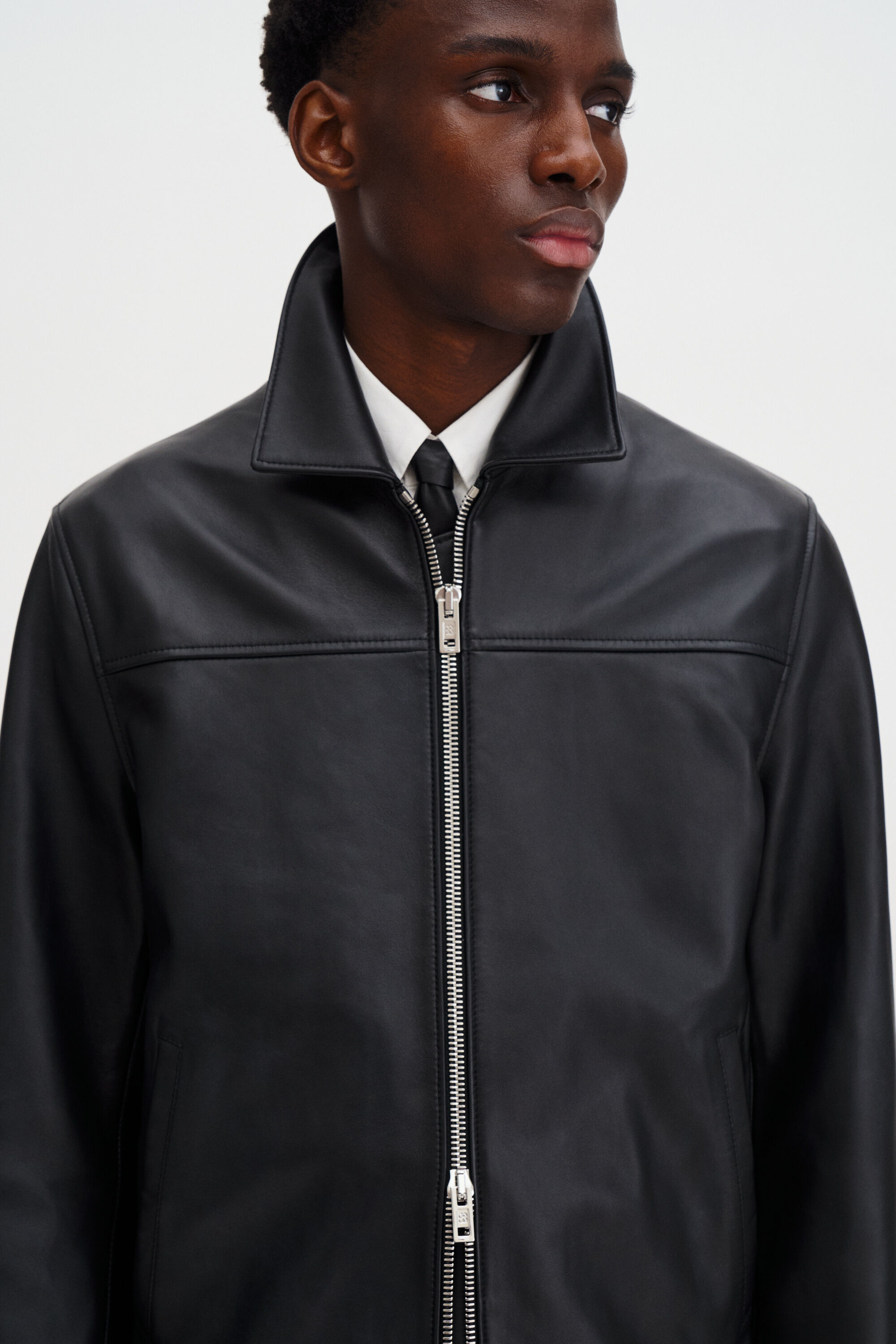 Leather Coach Jacket - Black | FILIPPA K