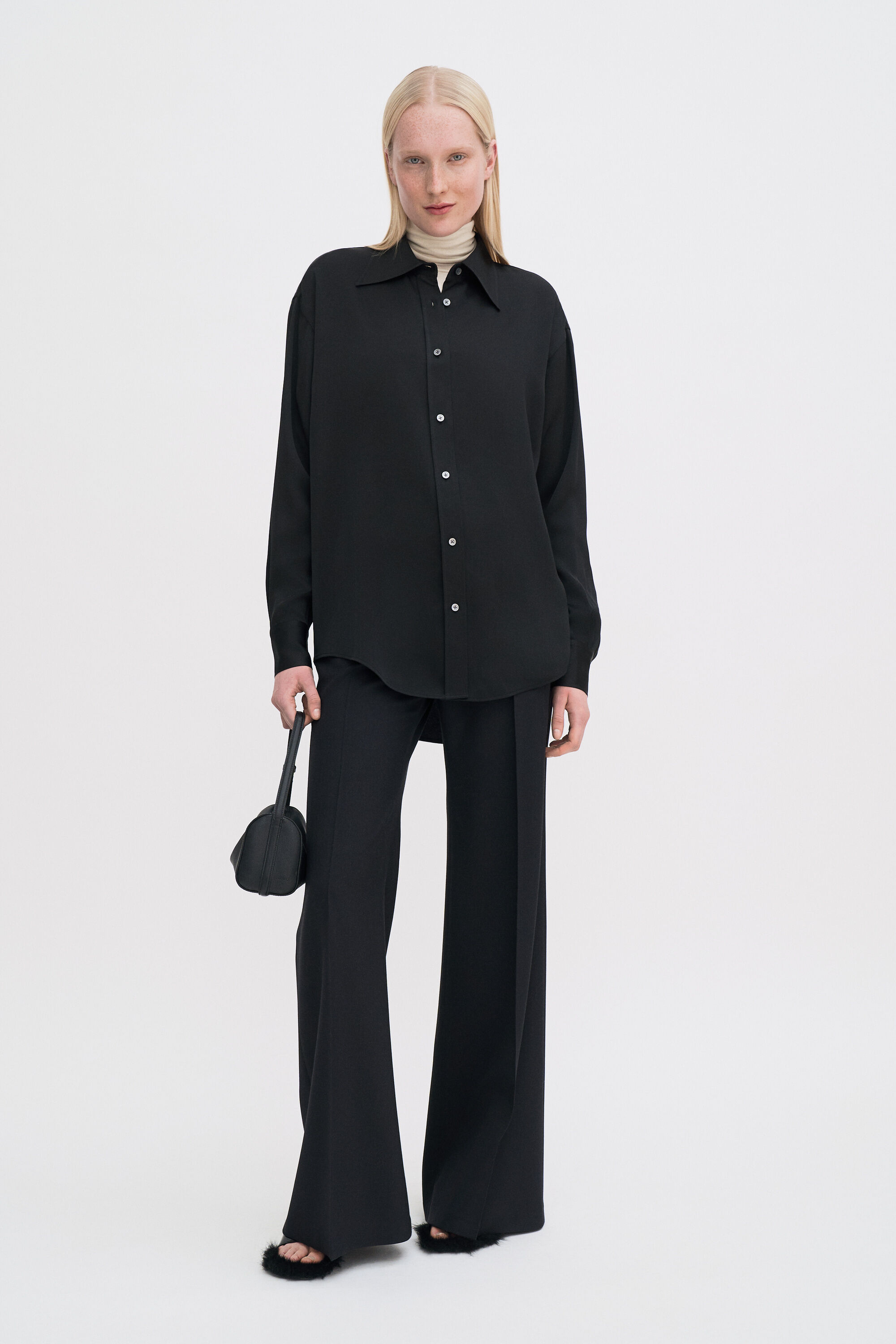 Satin Shirt - Black | FILIPPA K