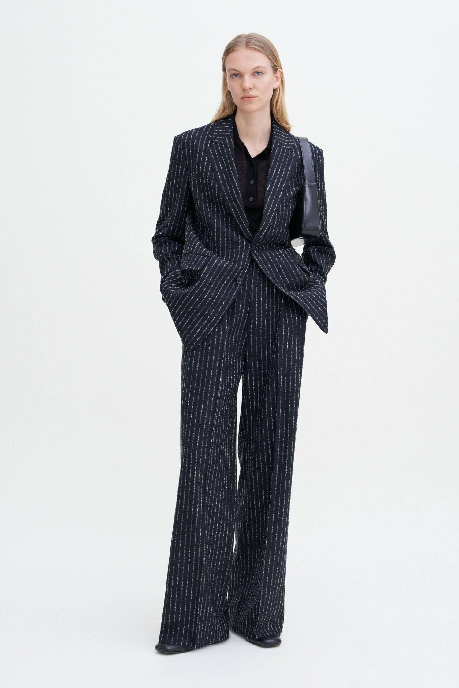 Pieces - Pcfalka Ls Fittet Pinstriped Blazer - 4983918 Grey Pinstripe