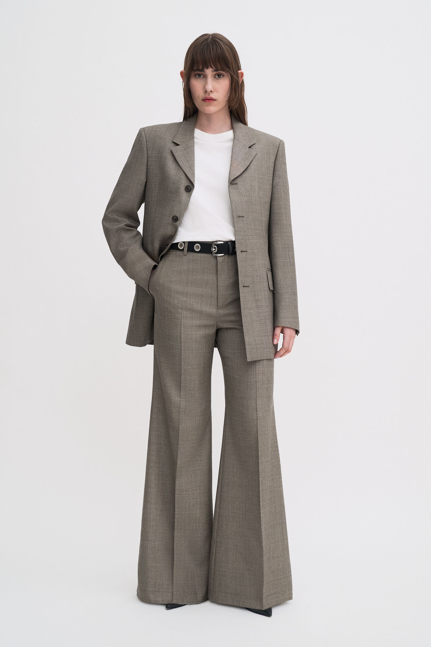 Wool Blend Flare Trousers