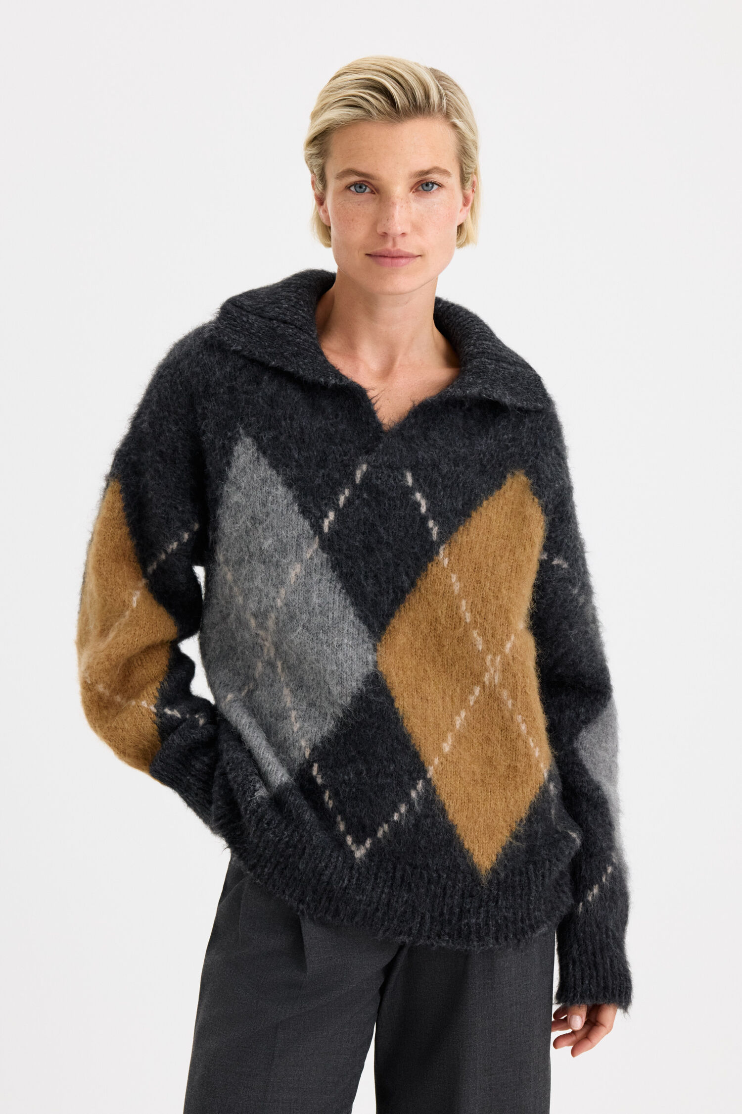 Alpaca Check Sweater
