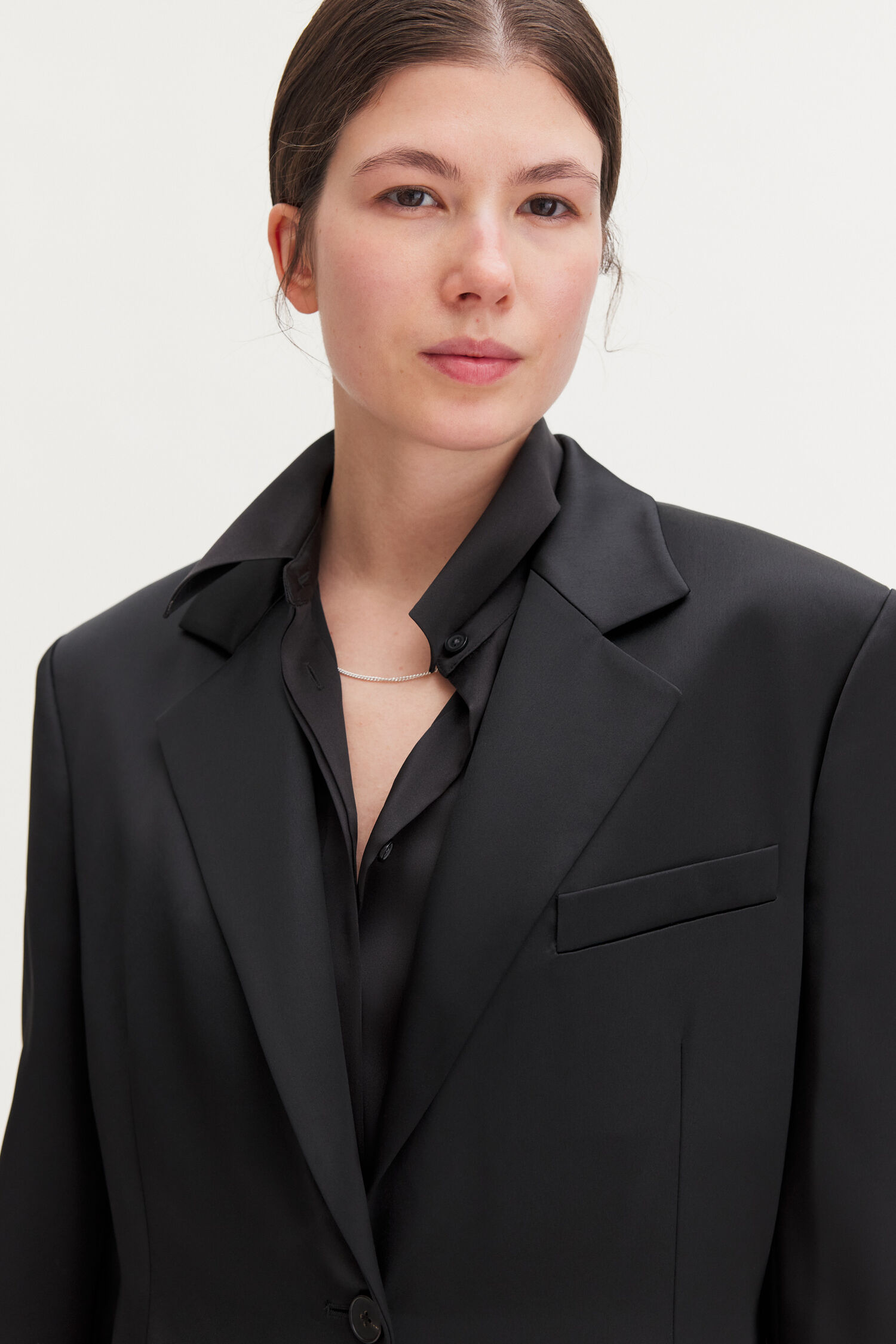 Slit Satin Blazer
