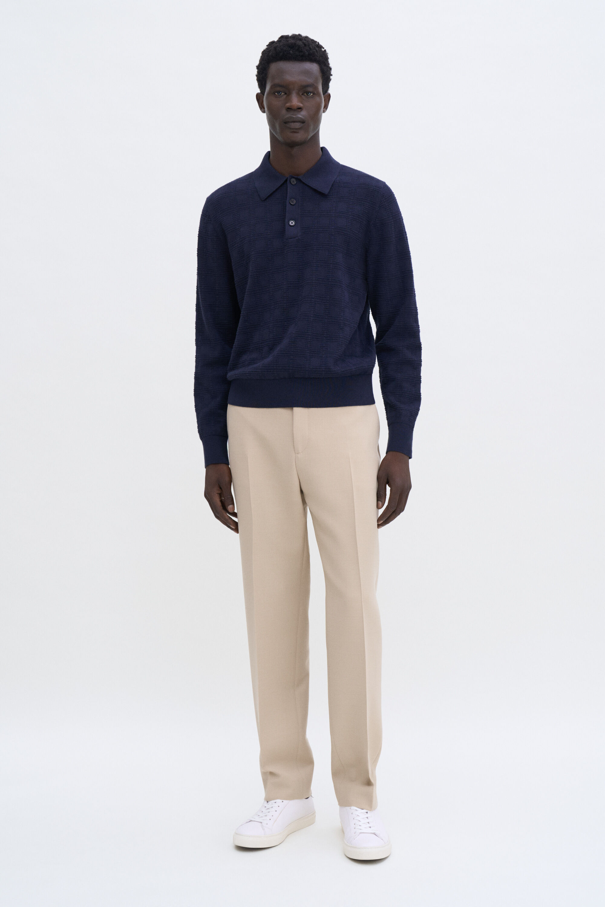 BoTT Button Down Knit Polo Ｌサイズ BoTT / BUTTON DOWN KNIT POLO / NAVY | Sophomore