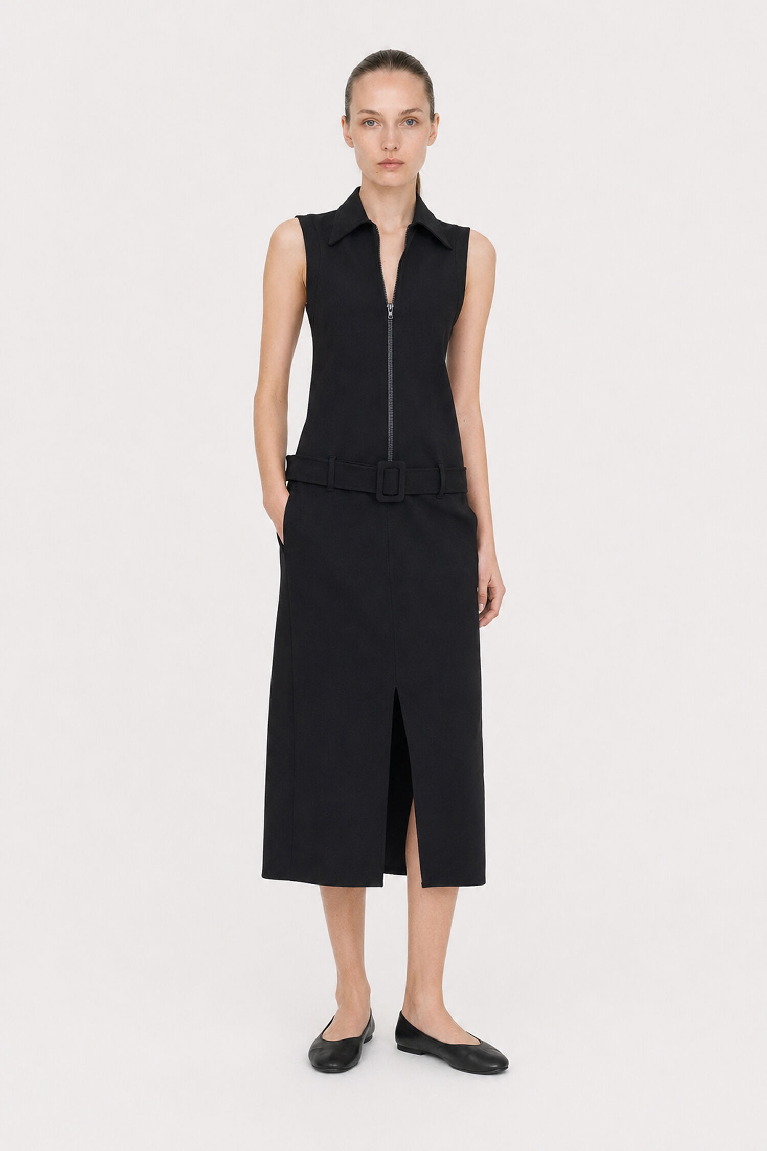 Belted Zip Dress