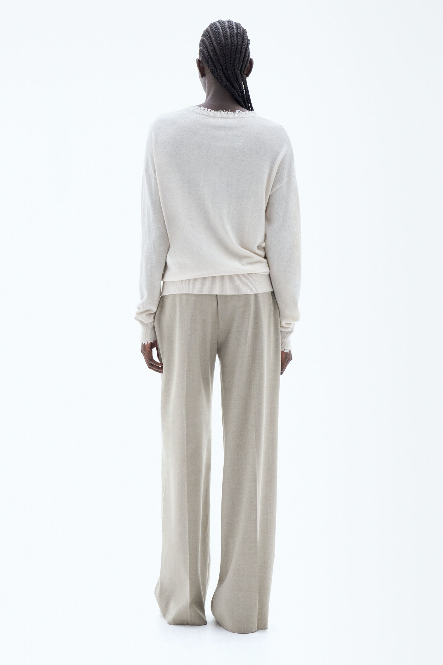 Frayed R Neck Top