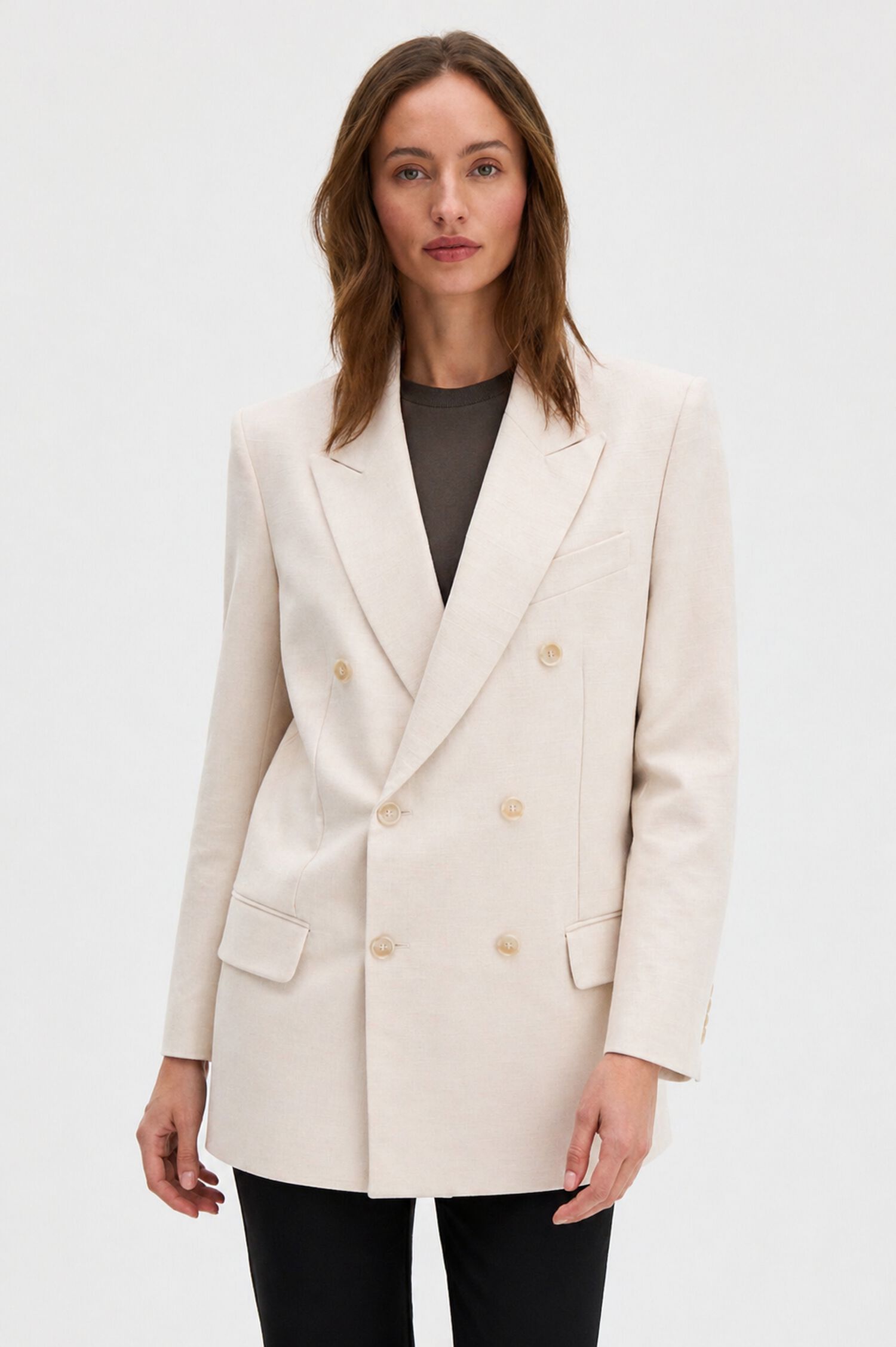 Double Breasted Cotton Linen Blazer