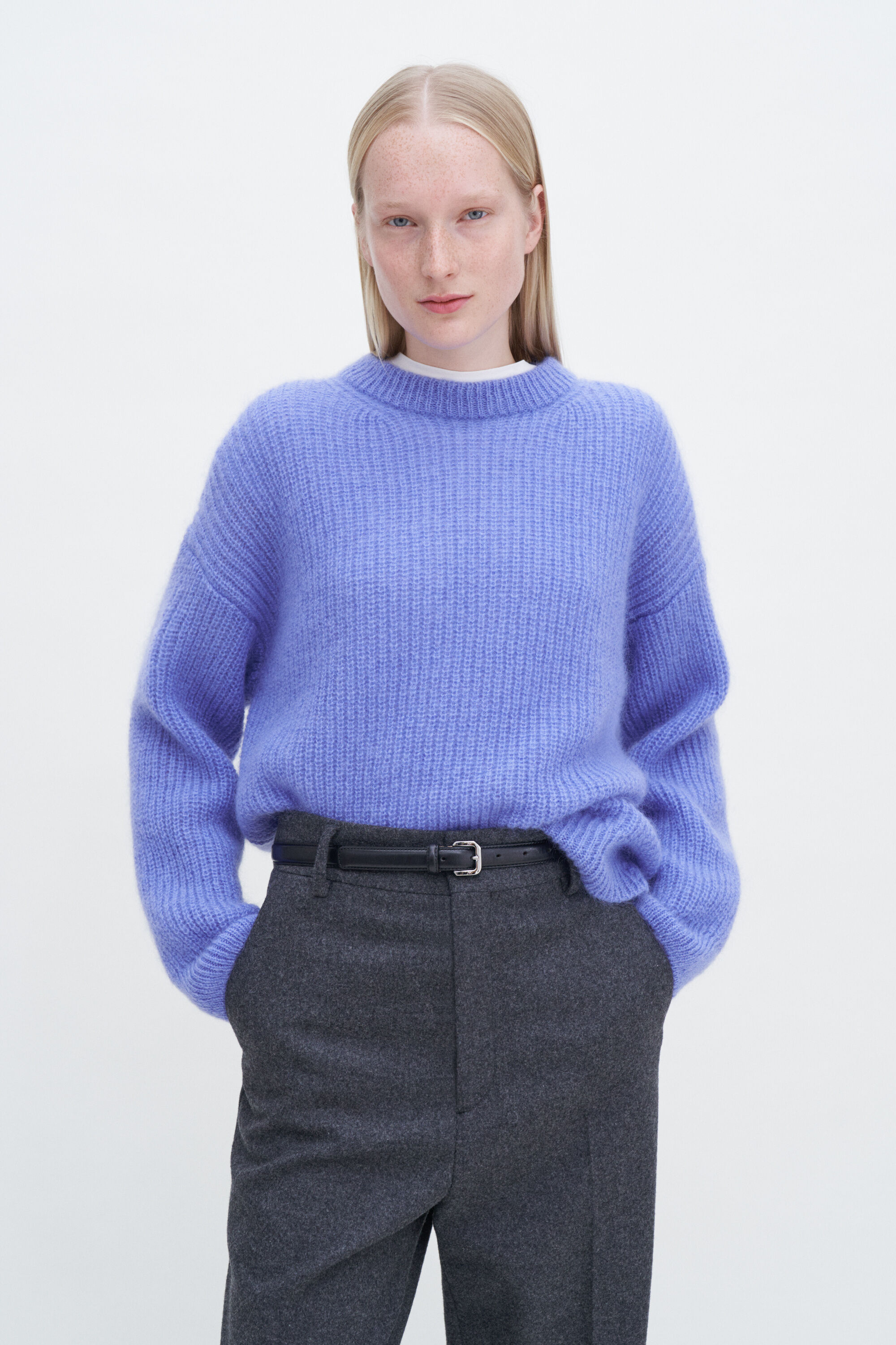 Ribbed Mohair Sweater - Coral Blue | Filippa K Ribbed Mohair Sweater - Coral Blue | Filippa K