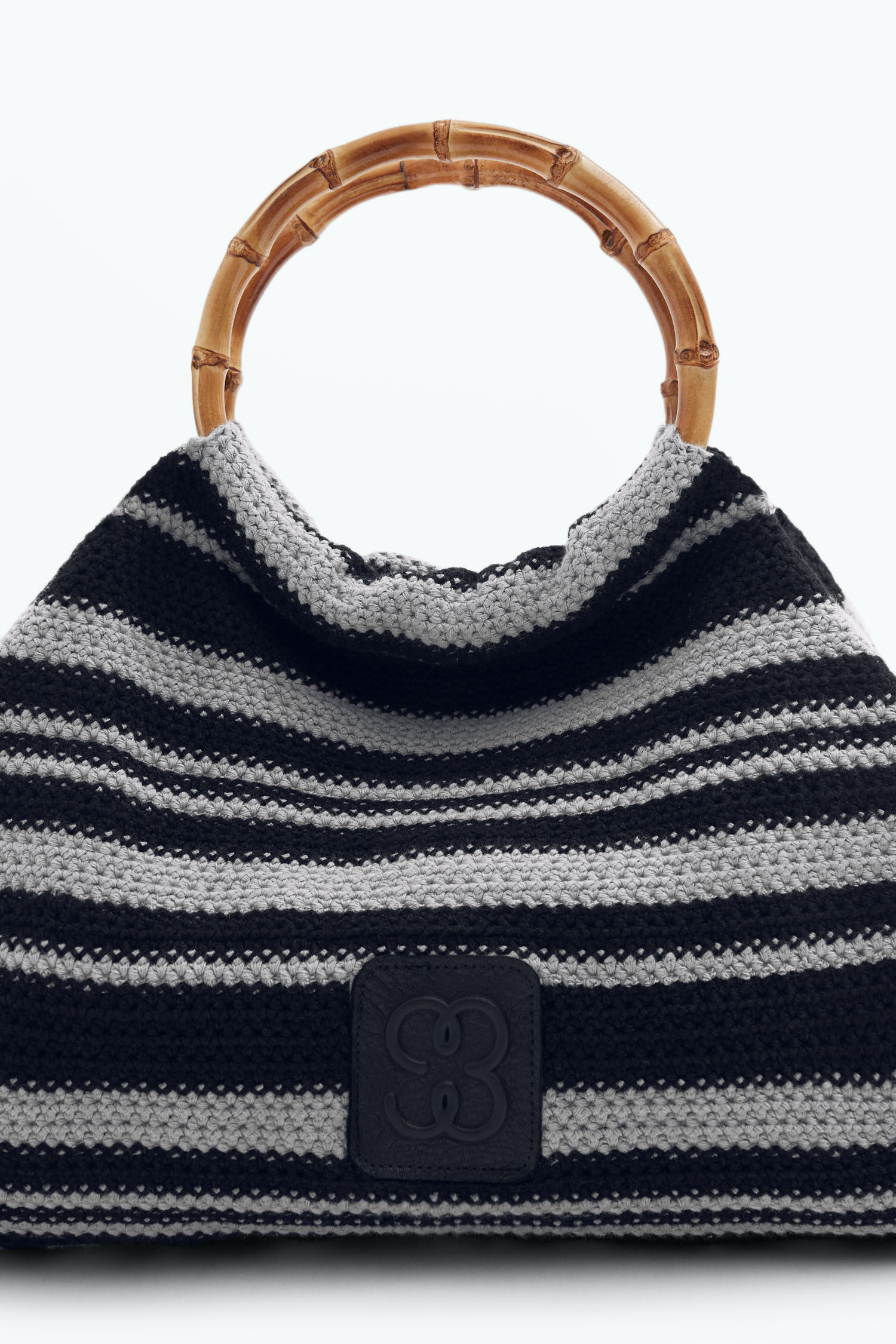 The Bamboo Crochet Bag Sage Black Stripe Filippa K