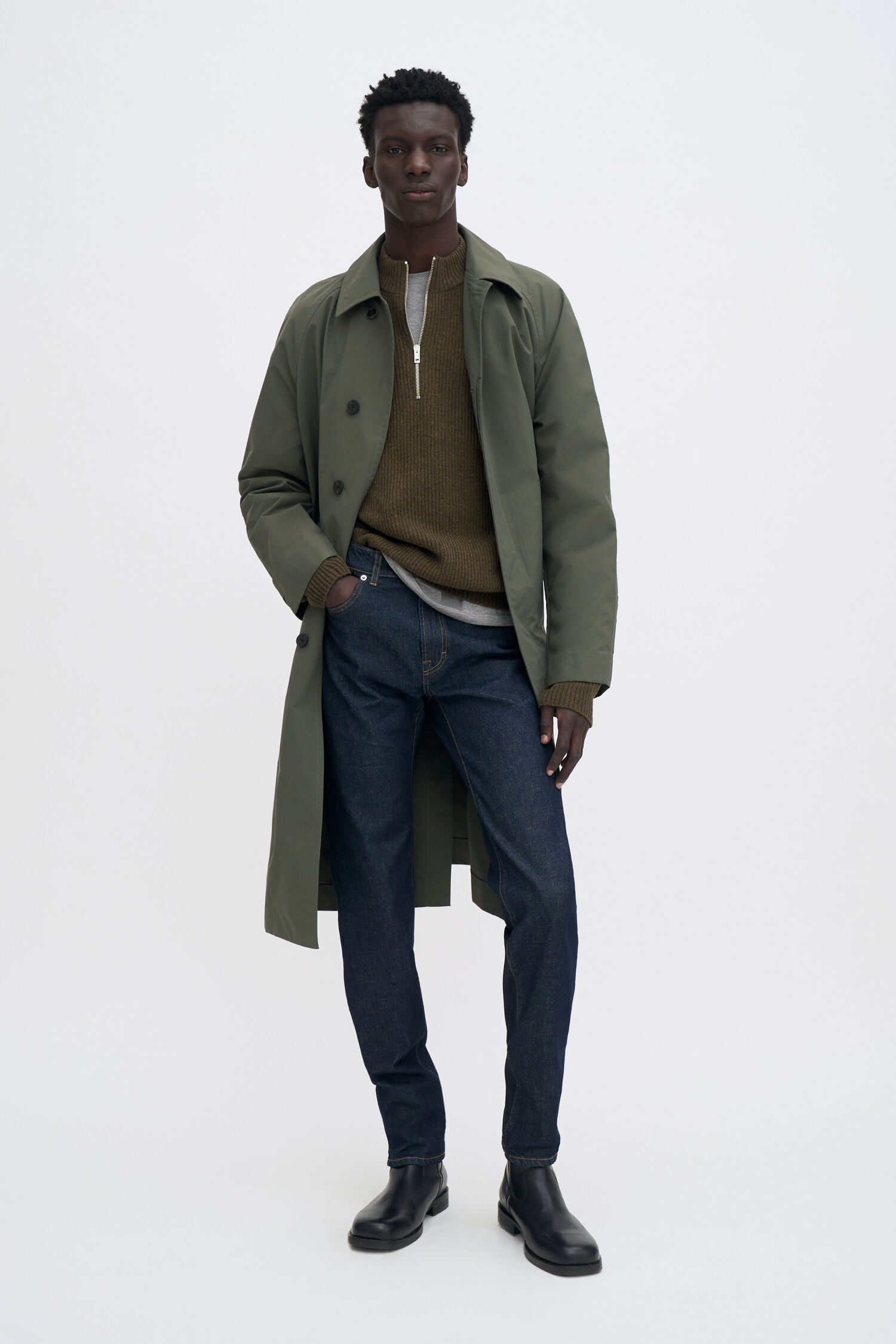 Ribbed Wool Half Zip Sweater