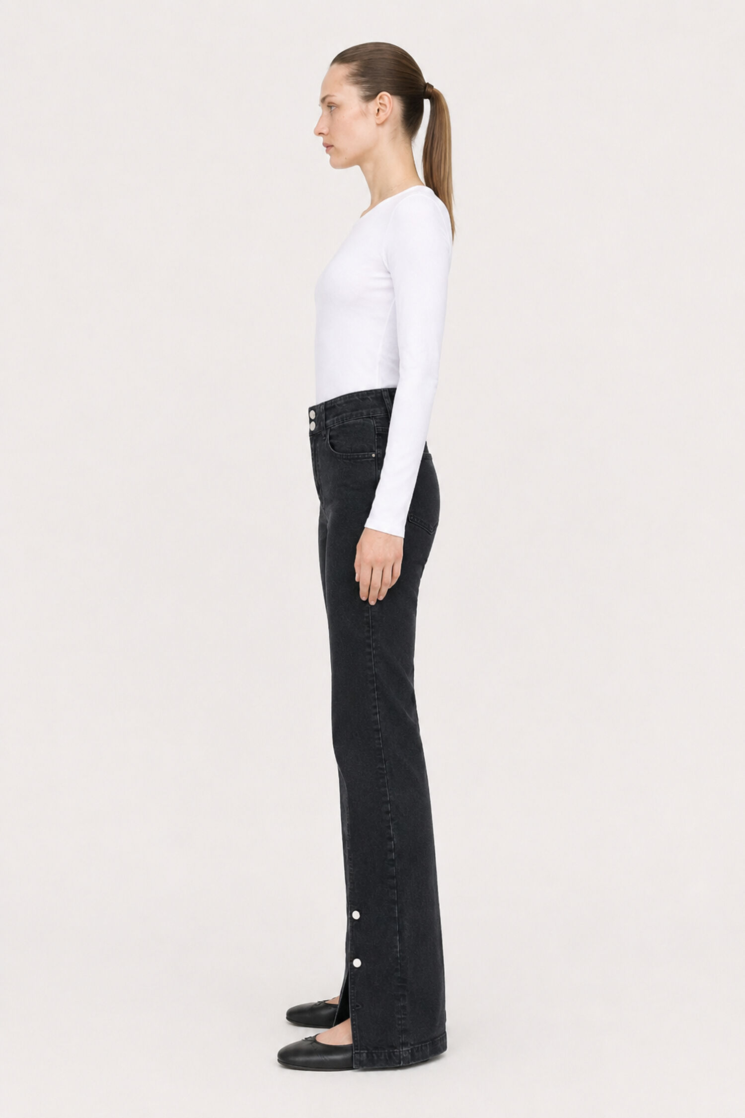 90s Stretch Button Front Jeans