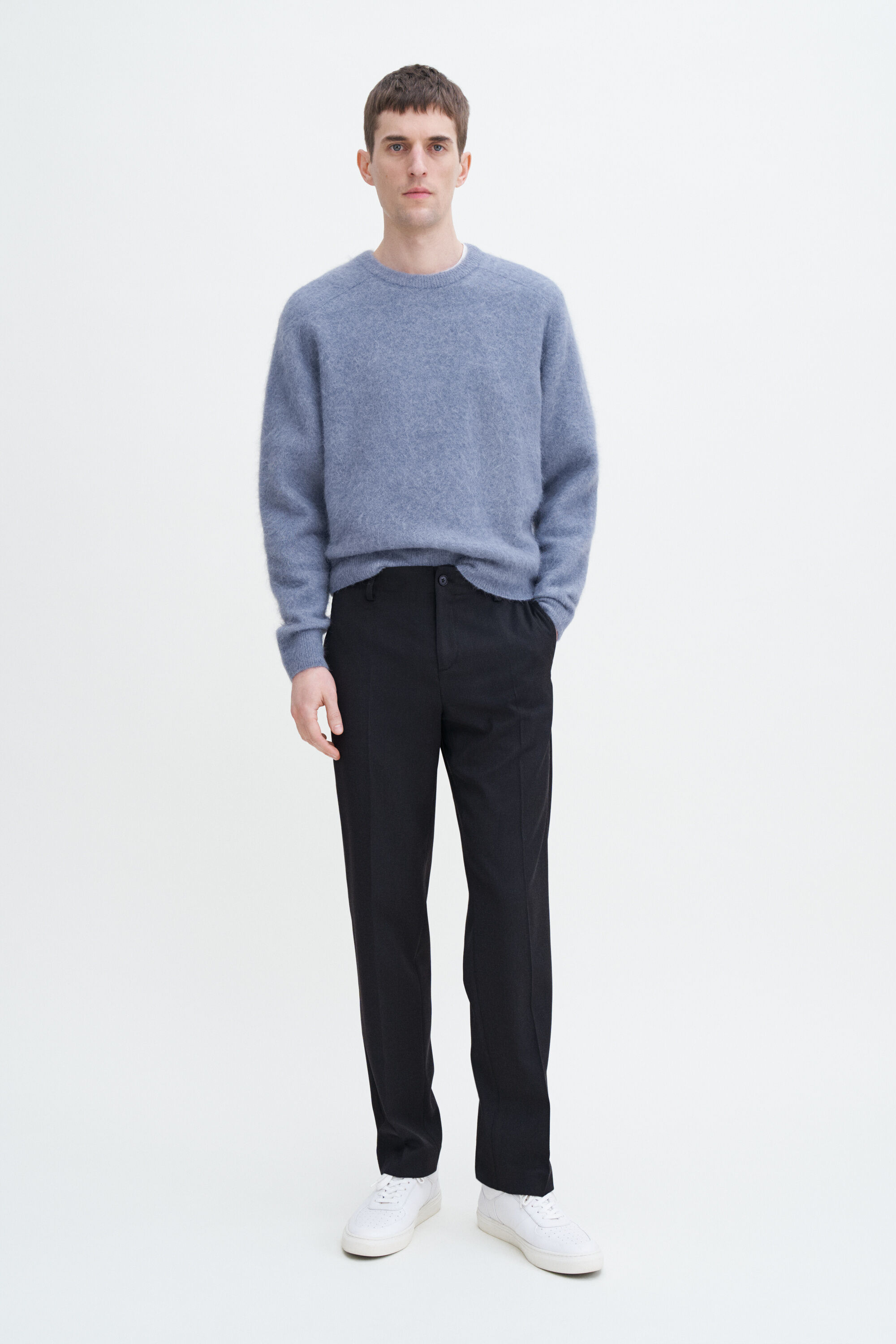 Elastic Waist Tailored Trousers Navy Filippa K