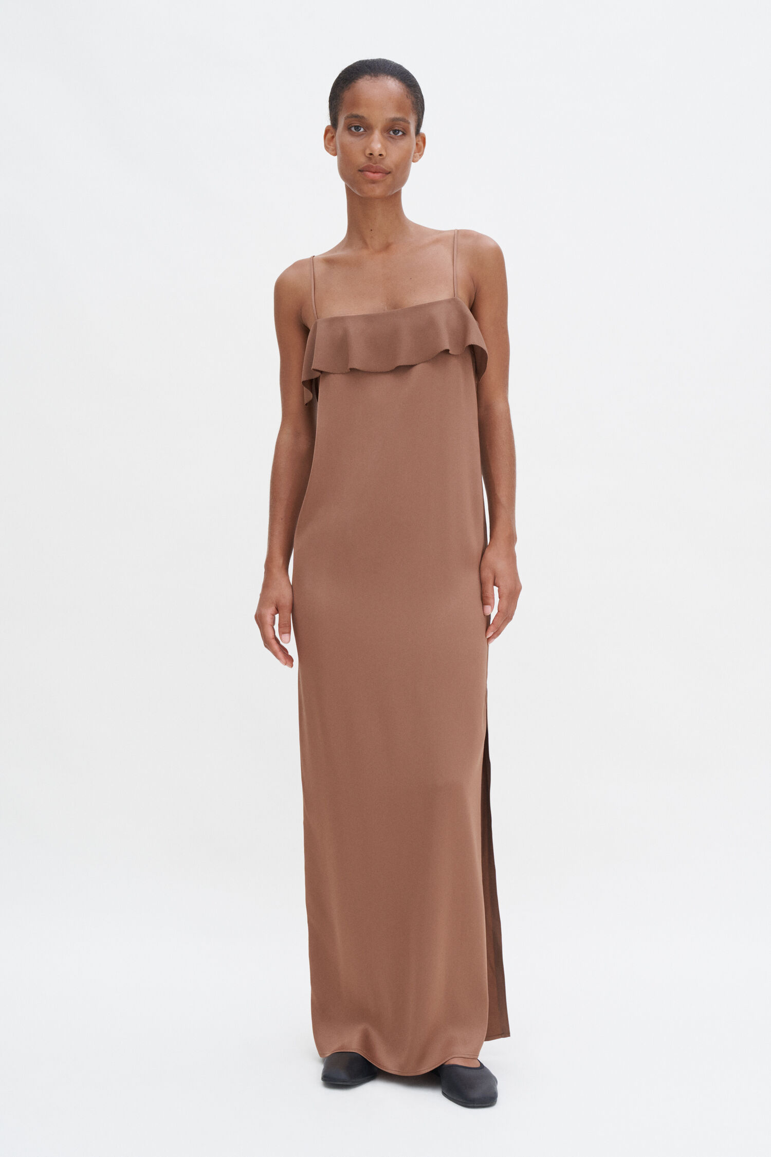 Fluid Draped Strap Dress