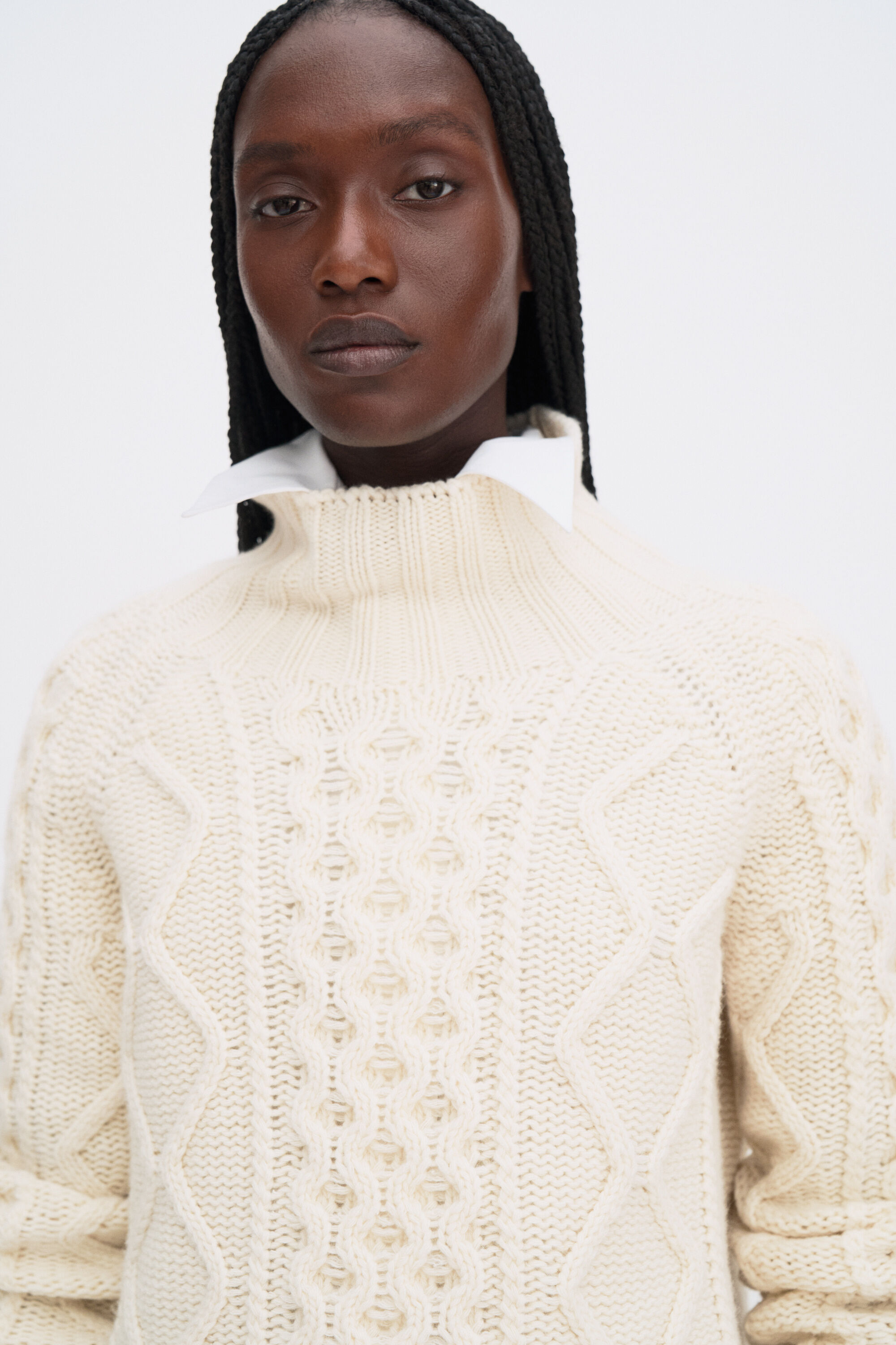 Wool Cable Knit Sweater - Cream White | FILIPPA K