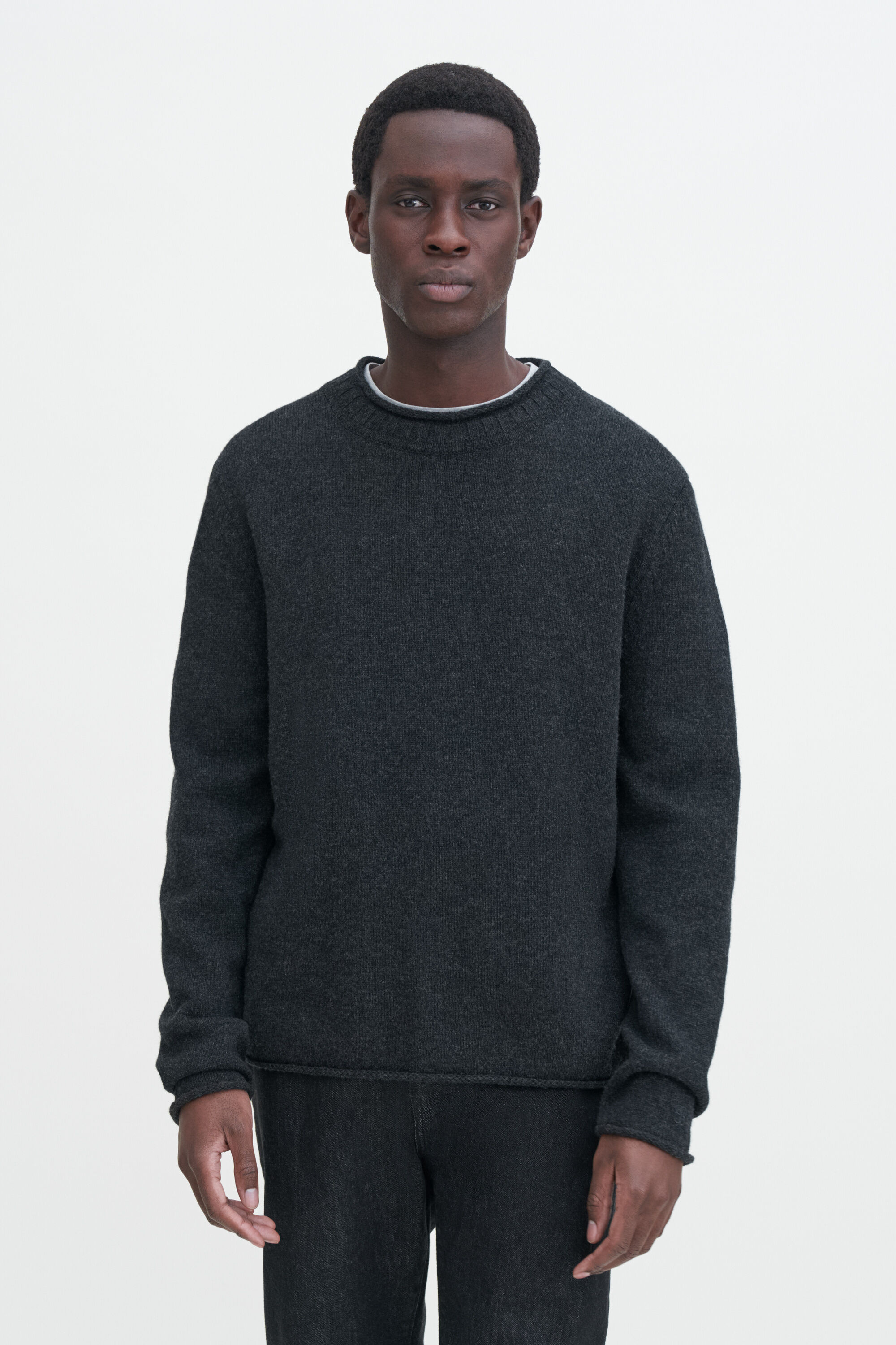 Grey shirt hem jumper top