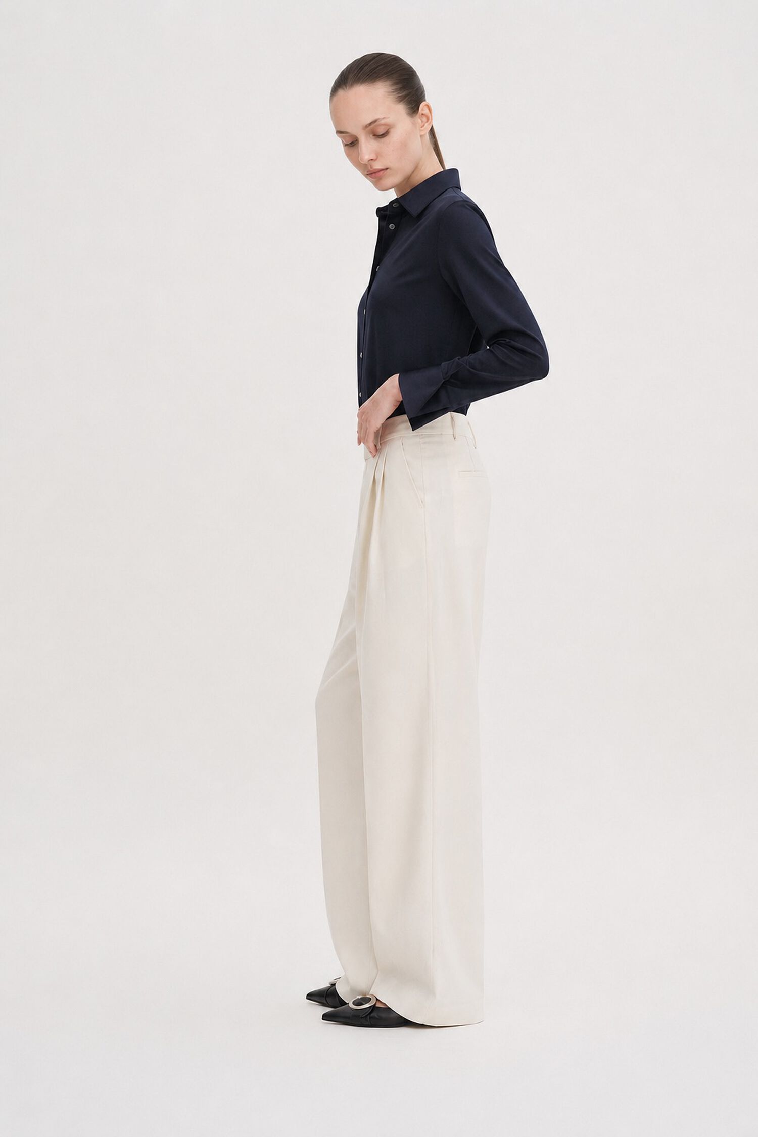 Pleated Pinstripe Trousers