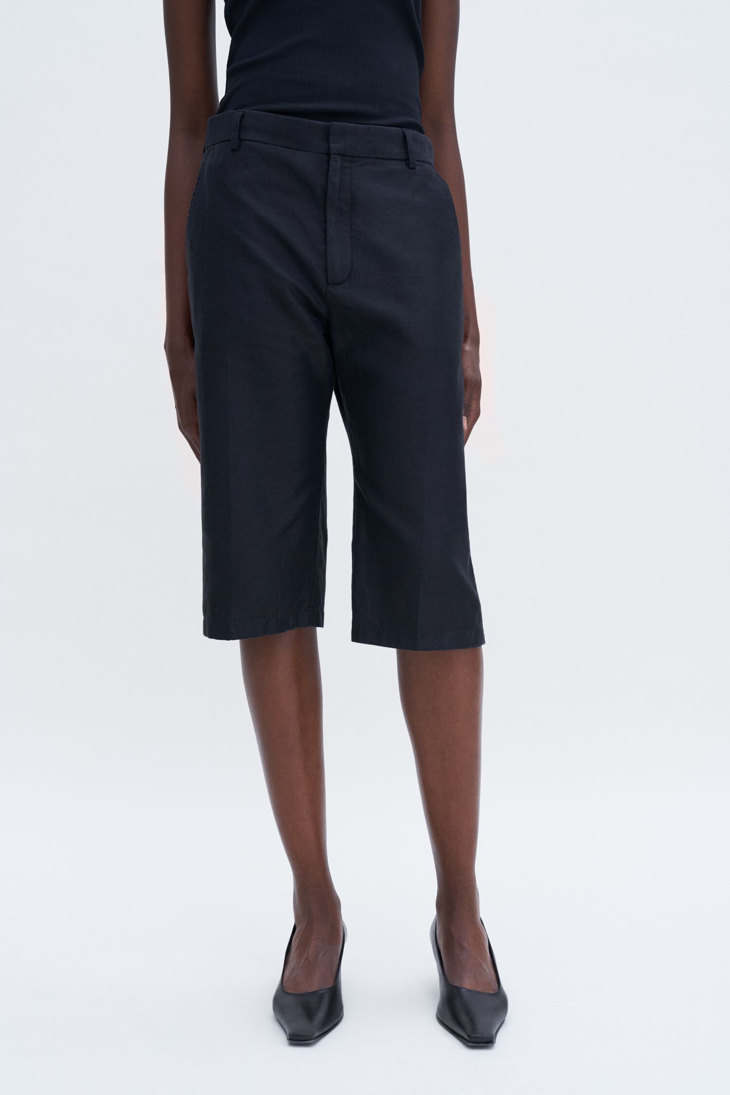 Straight Cotton Linen Shorts