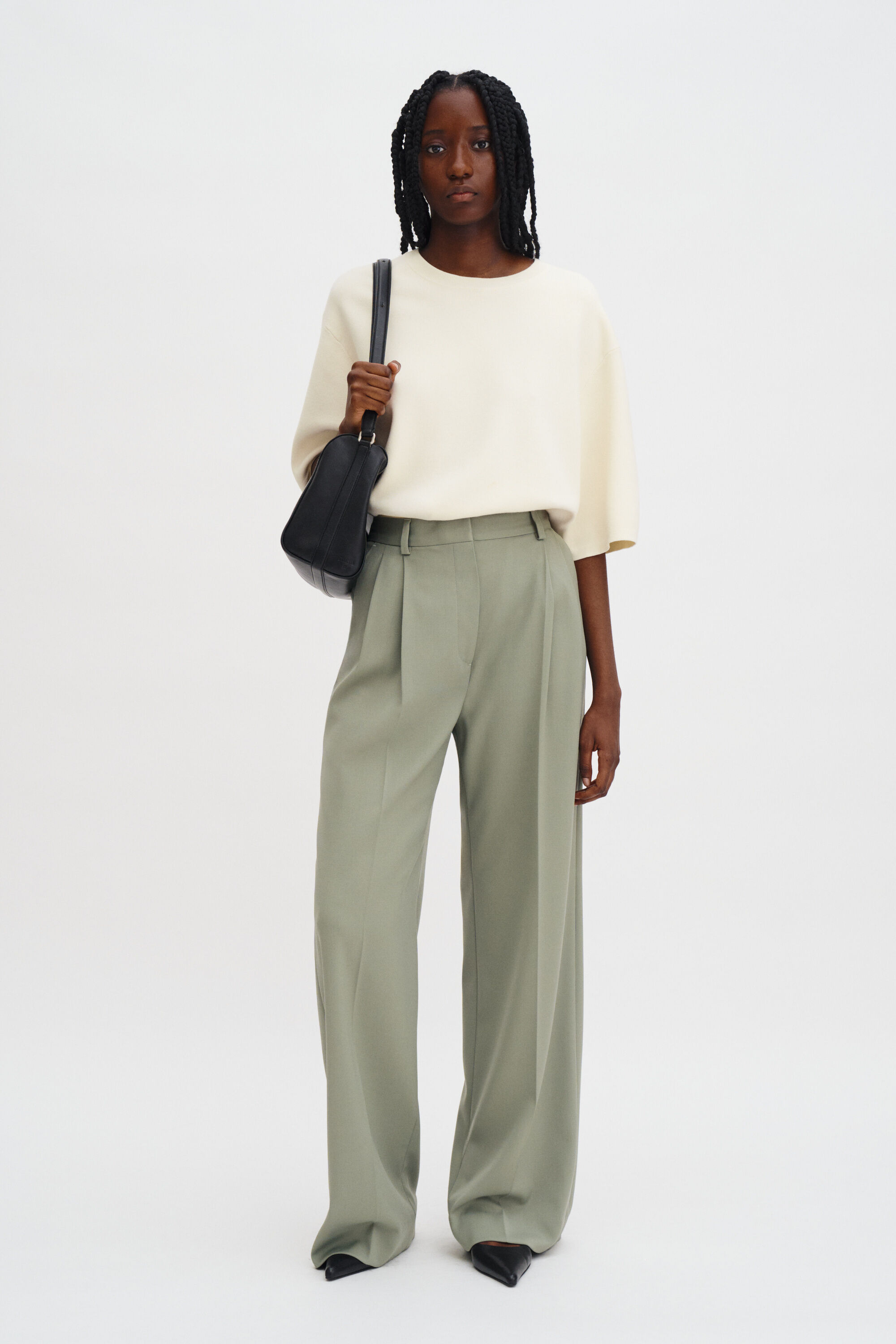 Darcey Wool Trousers - Light Green | FILIPPA K