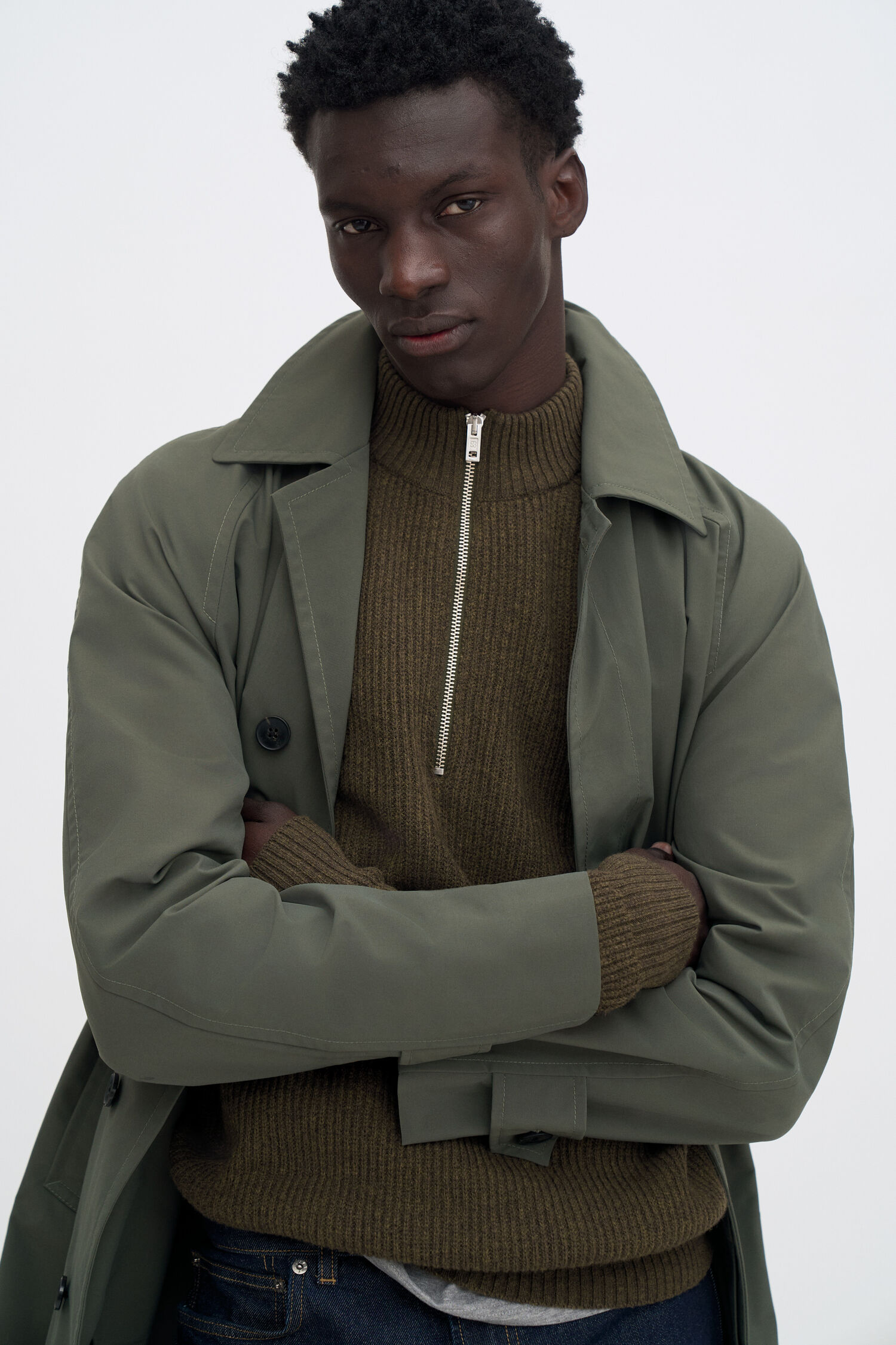 Ribbed Wool Half Zip Sweater