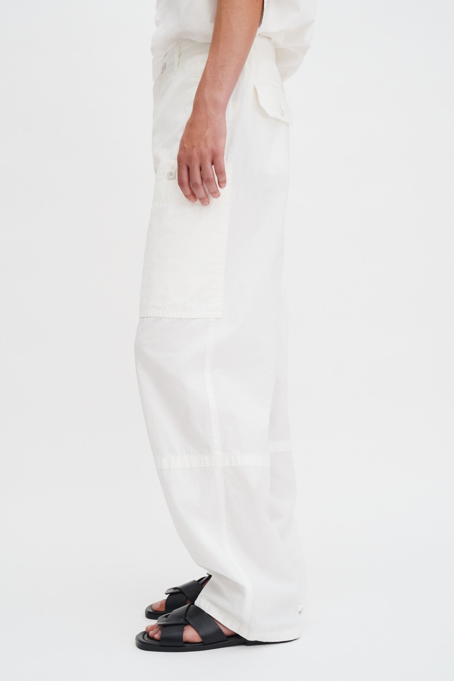 Washed Cotton Cargo Trousers
