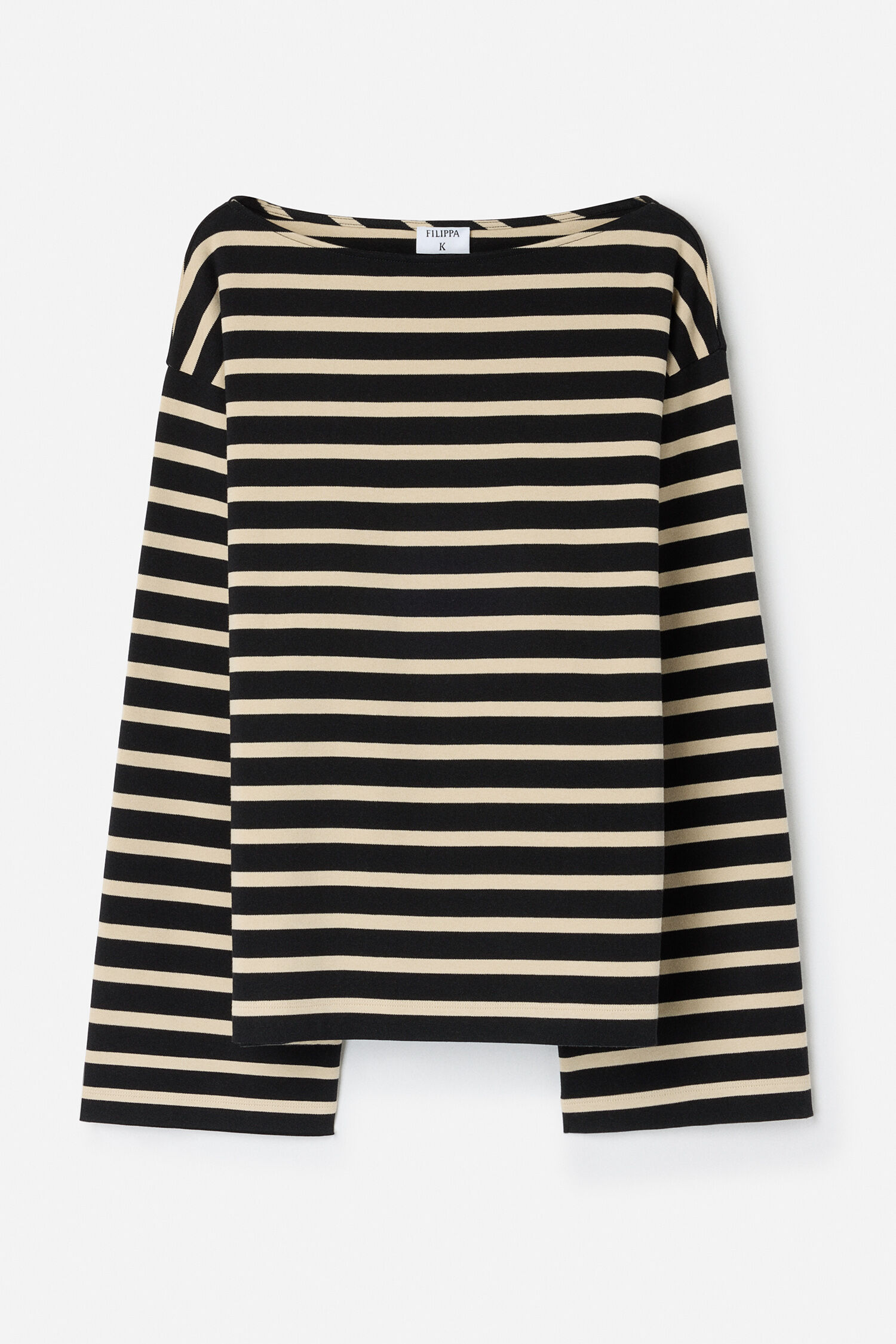 Cotton Mariner Top - Black/Pearl Beige | FILIPPA K