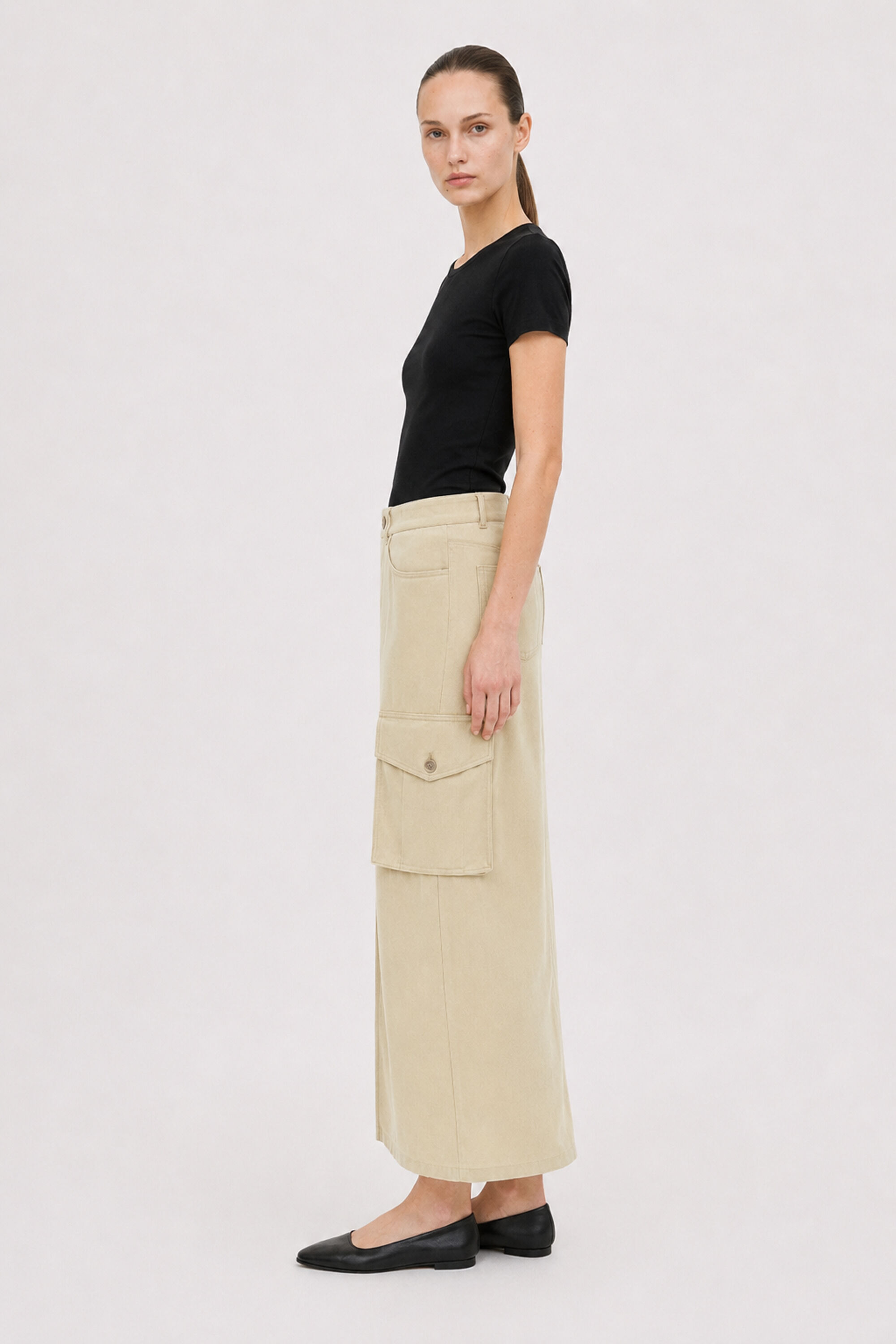 Re:Sourced Crepe Cargo Skirt - Matcha Green | FILIPPA K
