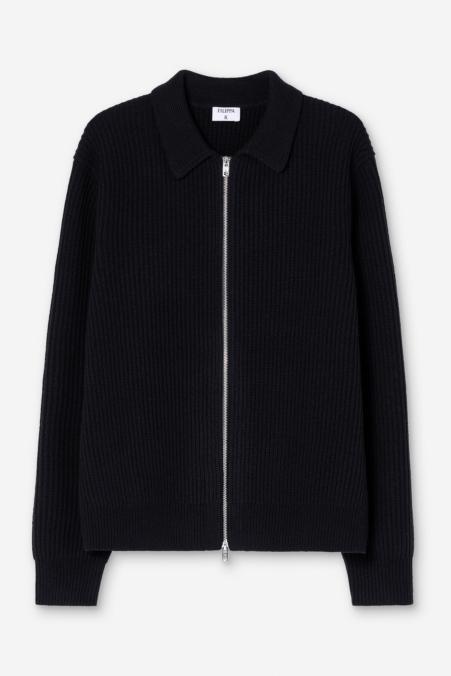 Ribbed Wool Zip Cardigan