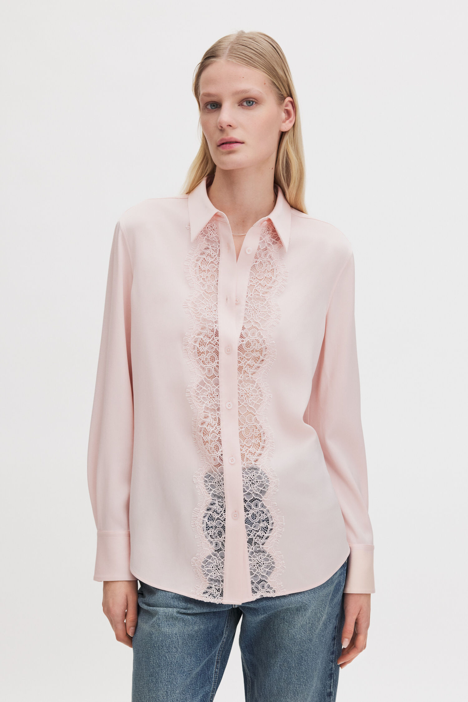 Vertical Lace Detail Shirt