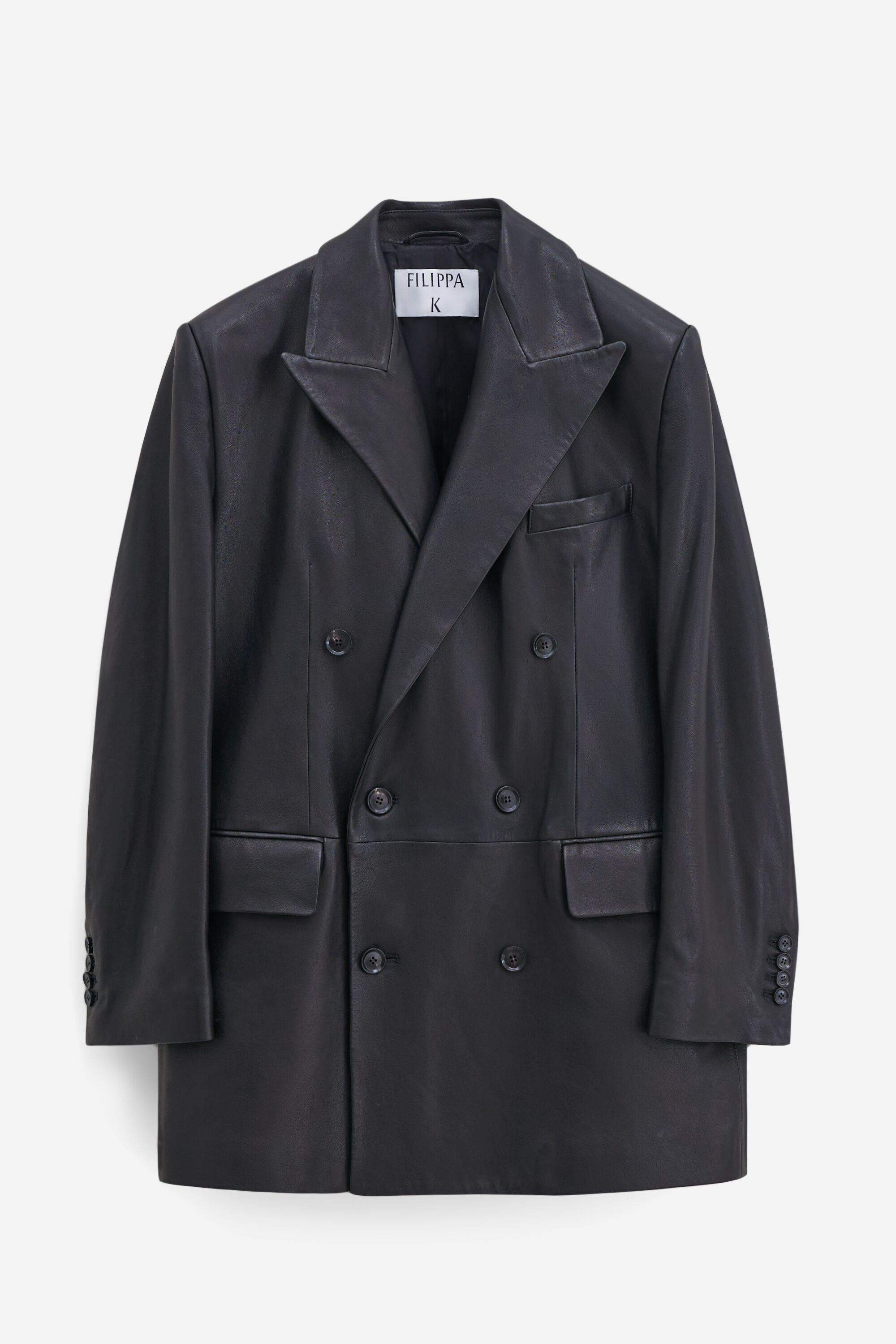 Double Breasted Leather Jacket - Black | Filippa K