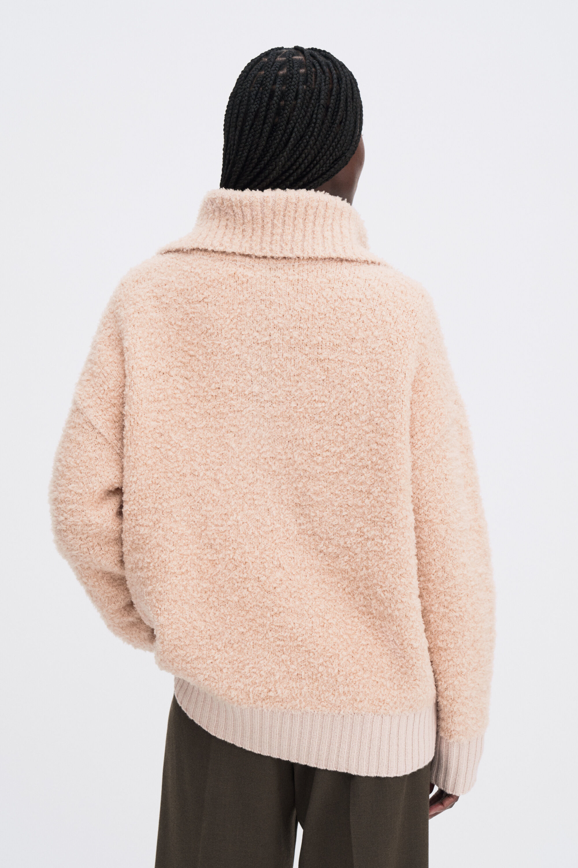 Fluffy Half Zip Sweater - Dusty Pink | FILIPPA K