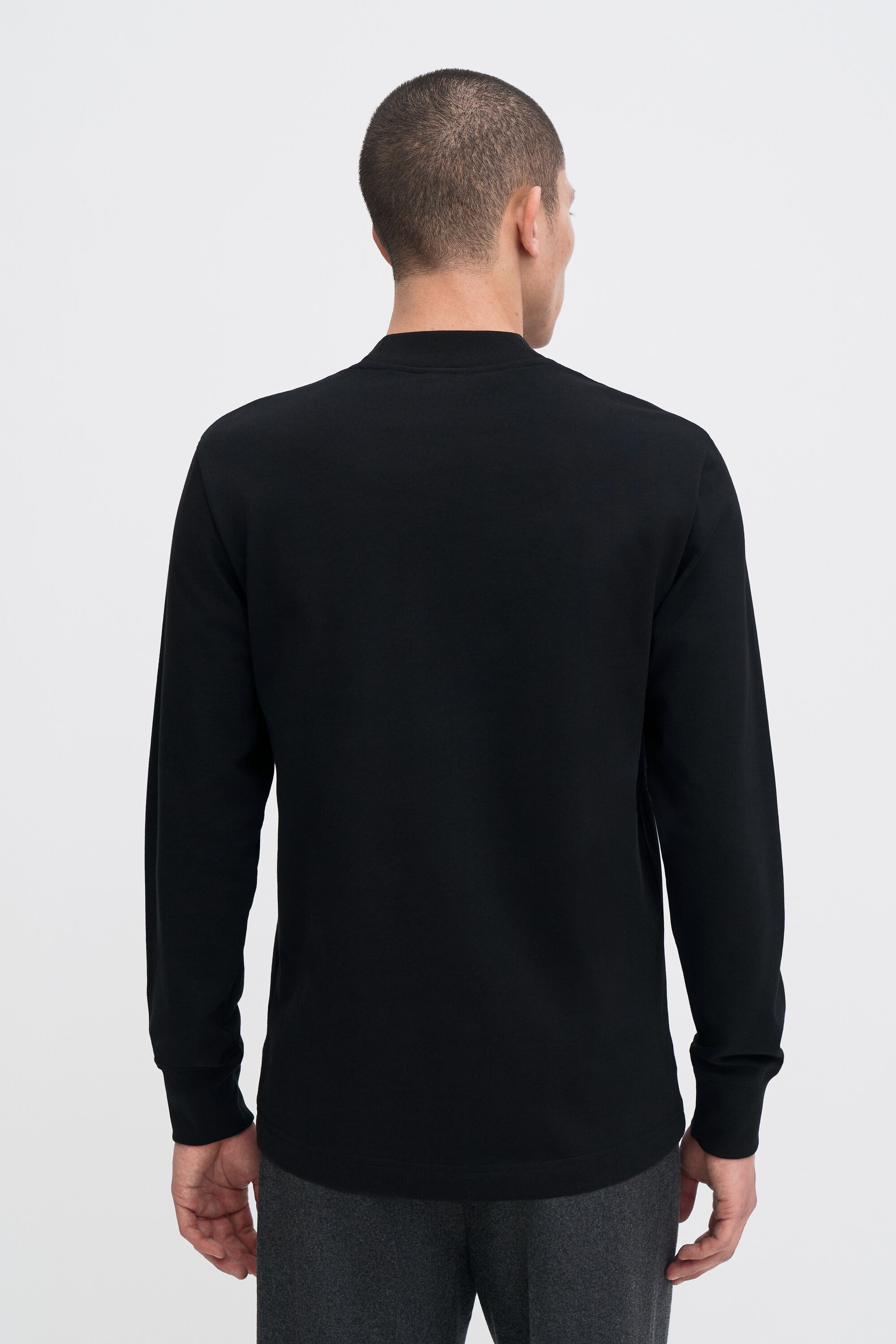 Heavy Cotton Mock Neck Shirt - Black | FILIPPA K