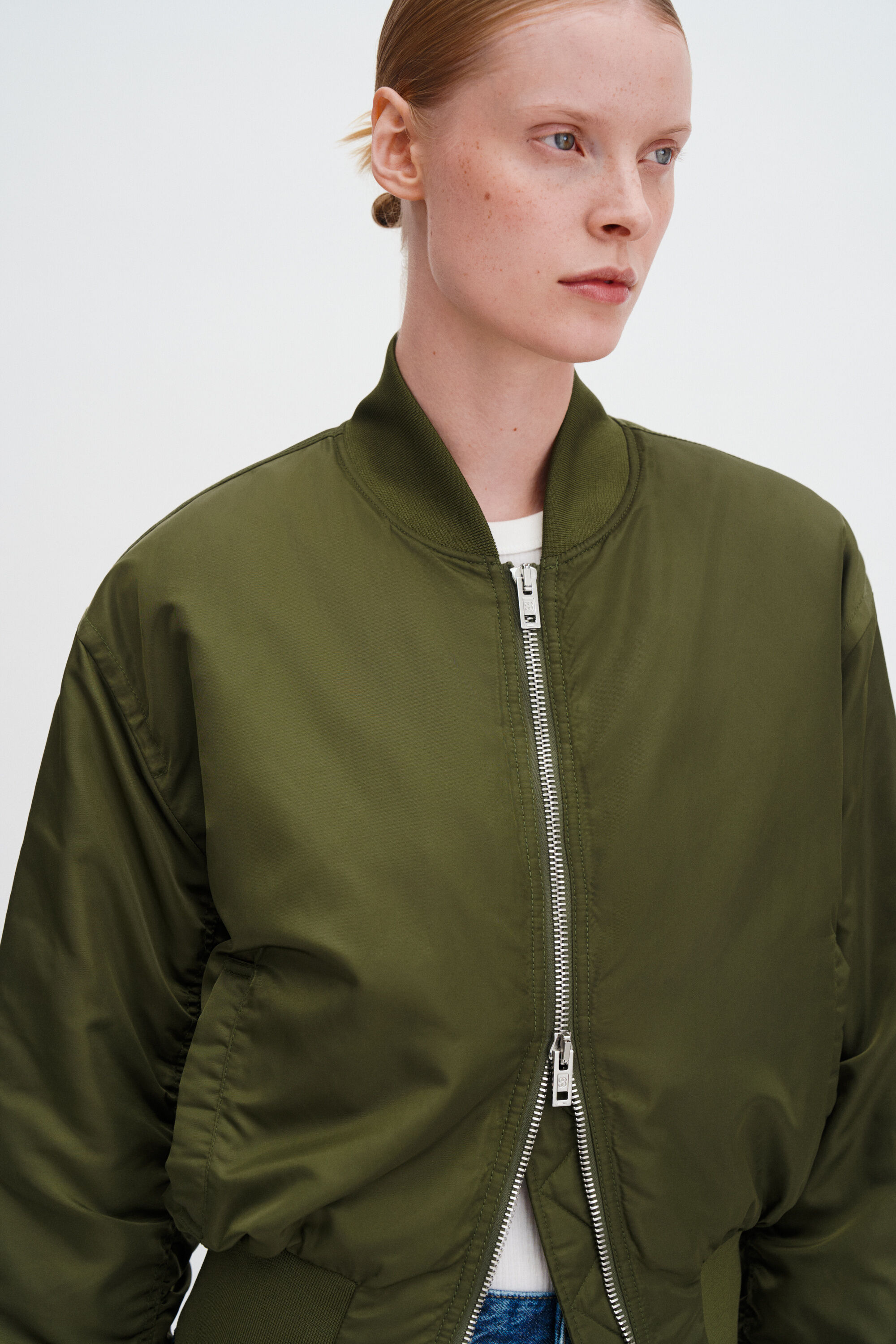 Nylon Zip Jacket - Midnight Green | FILIPPA K