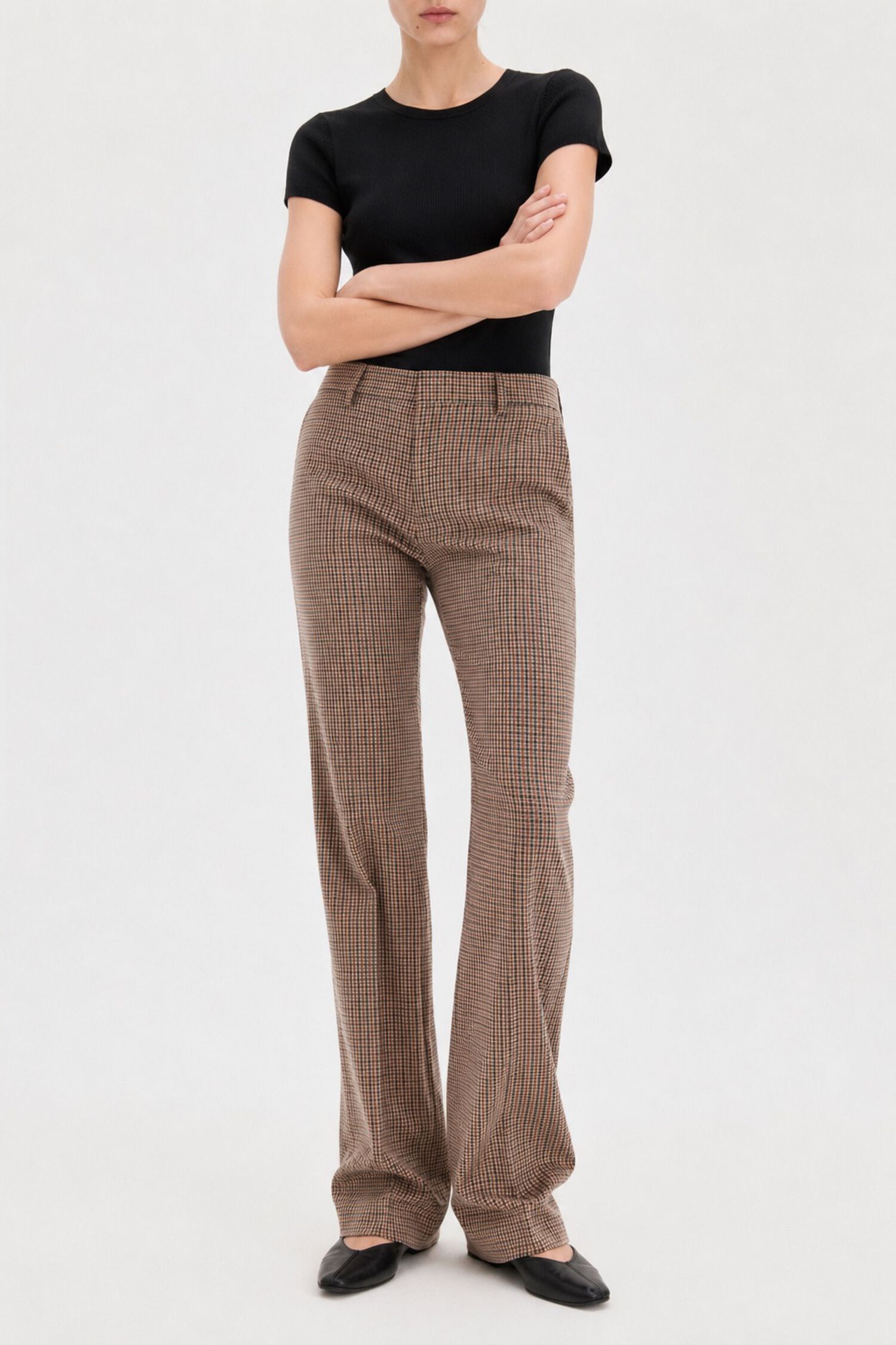 Bootcut Check Trousers