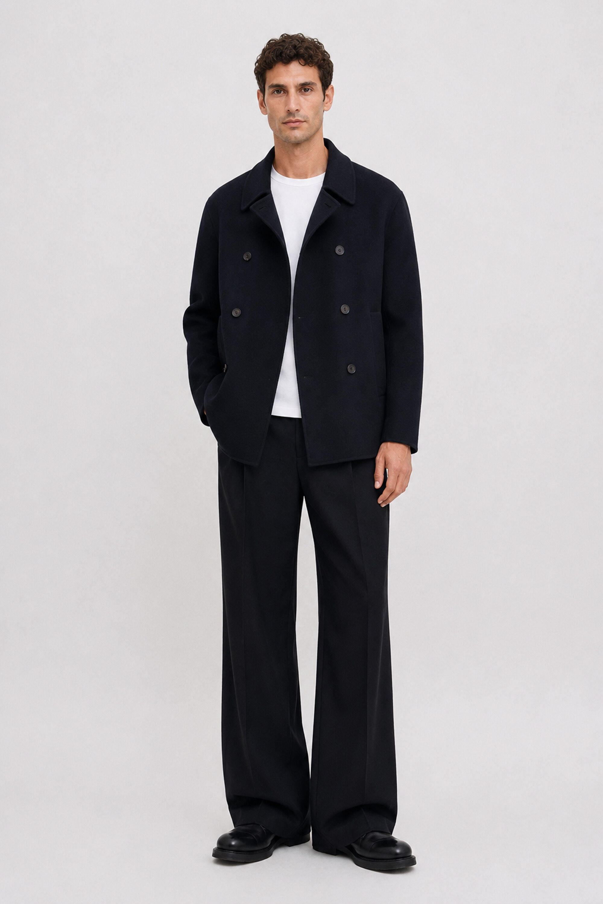 Double Faced Wool Peacoat - Black | FILIPPA K