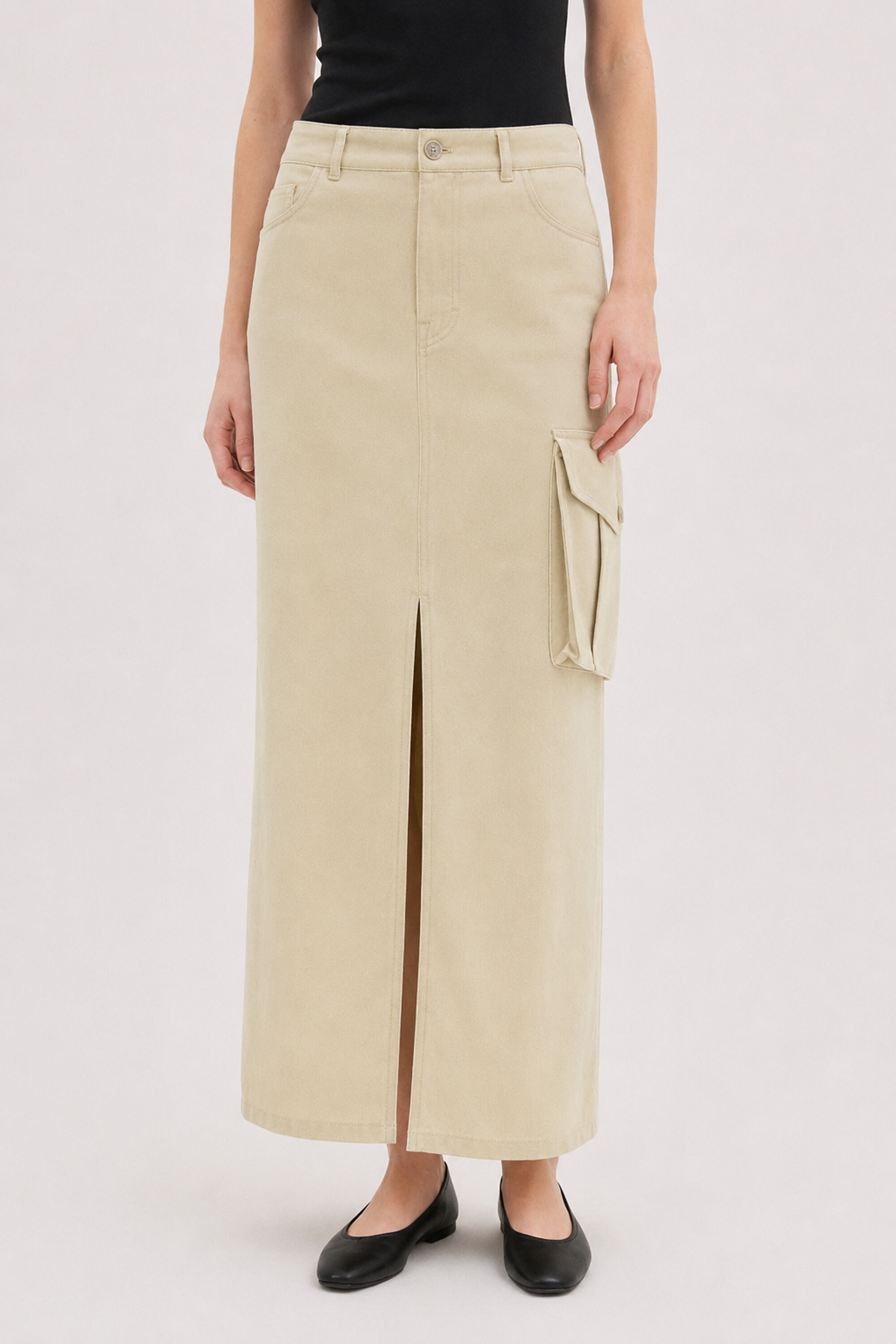 Re:Sourced Crepe Cargo Skirt - Matcha Green | FILIPPA K
