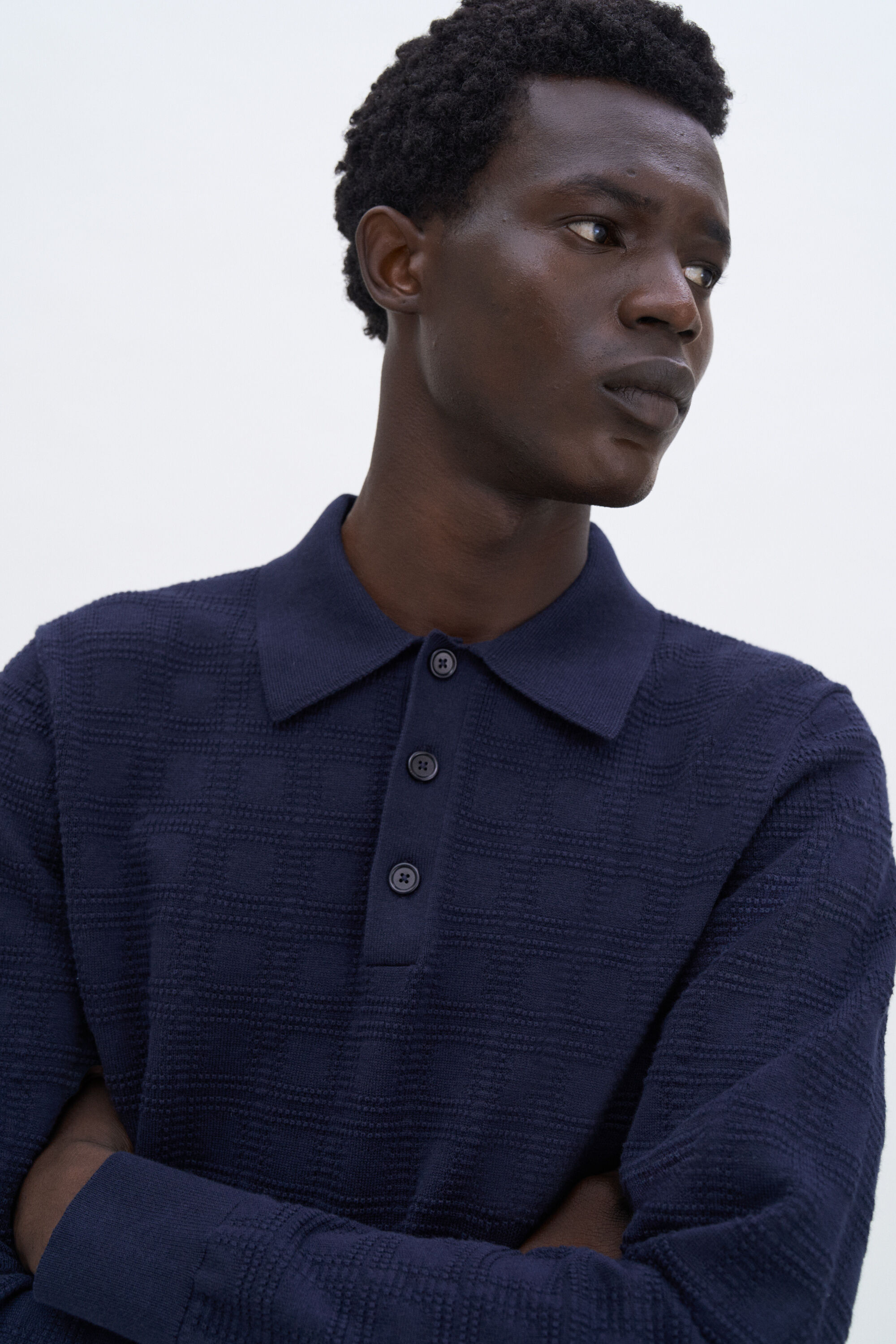 Square Knit Polo - Navy | FILIPPA K