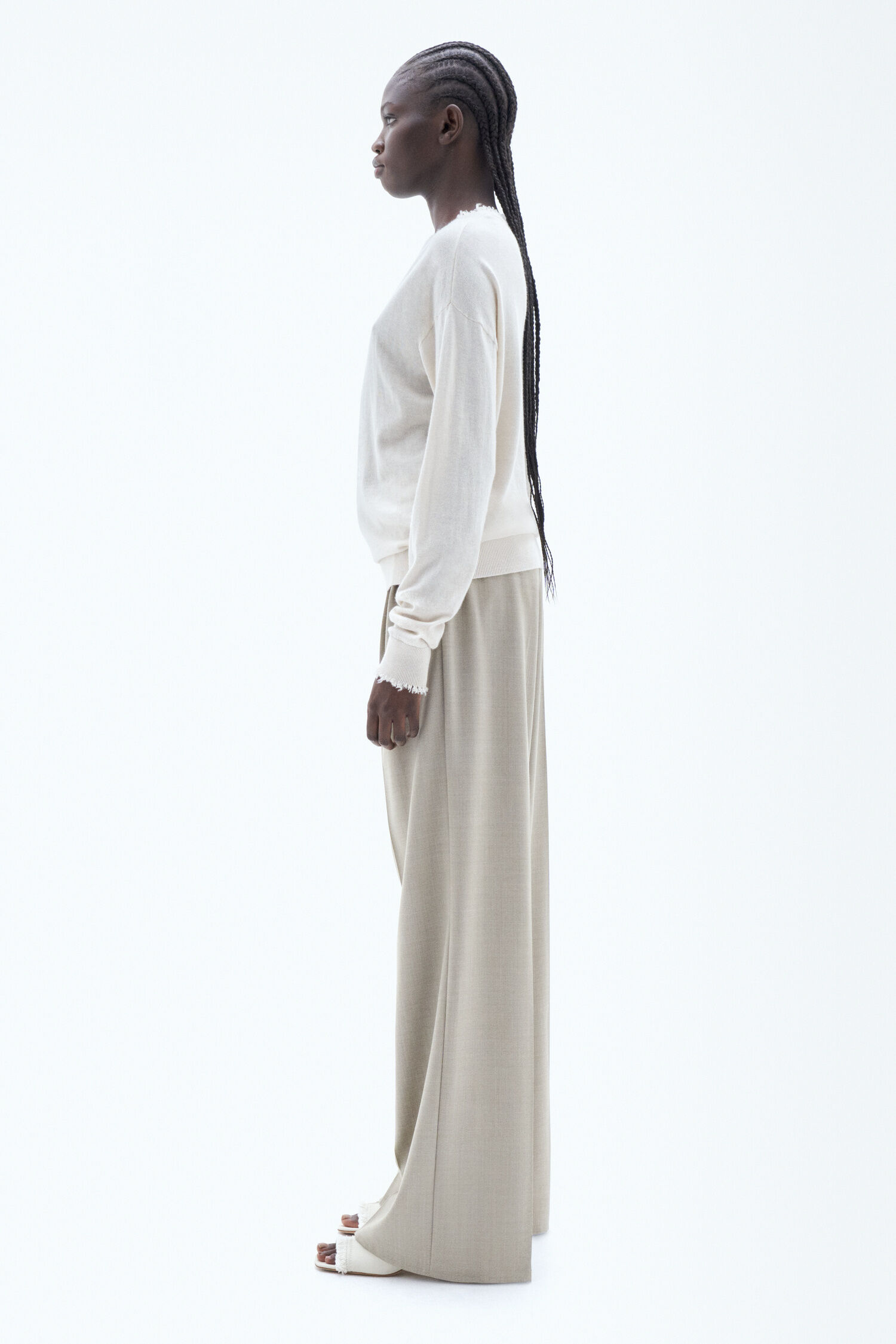 Frayed R Neck Top