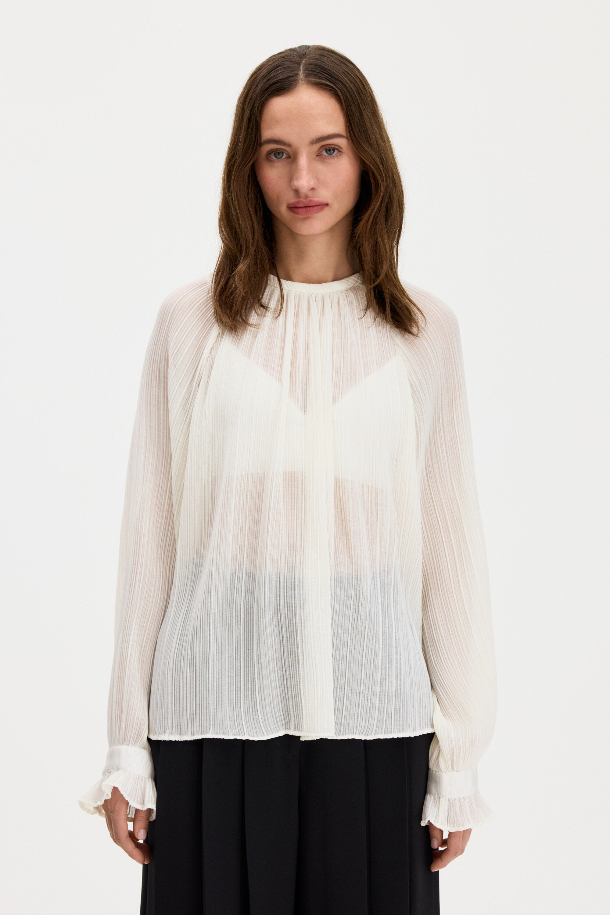 Plissé Raglan Blouse - Off-White | FILIPPA K