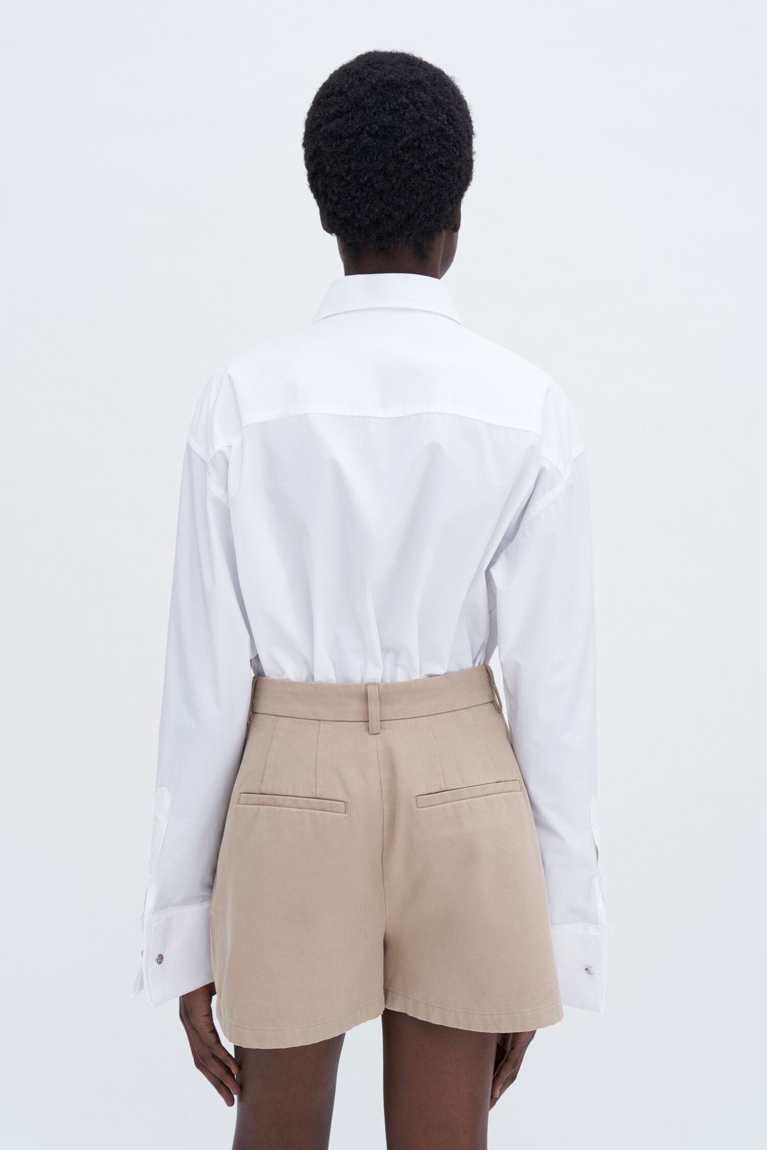 High Waist Pleated Cotton Shor