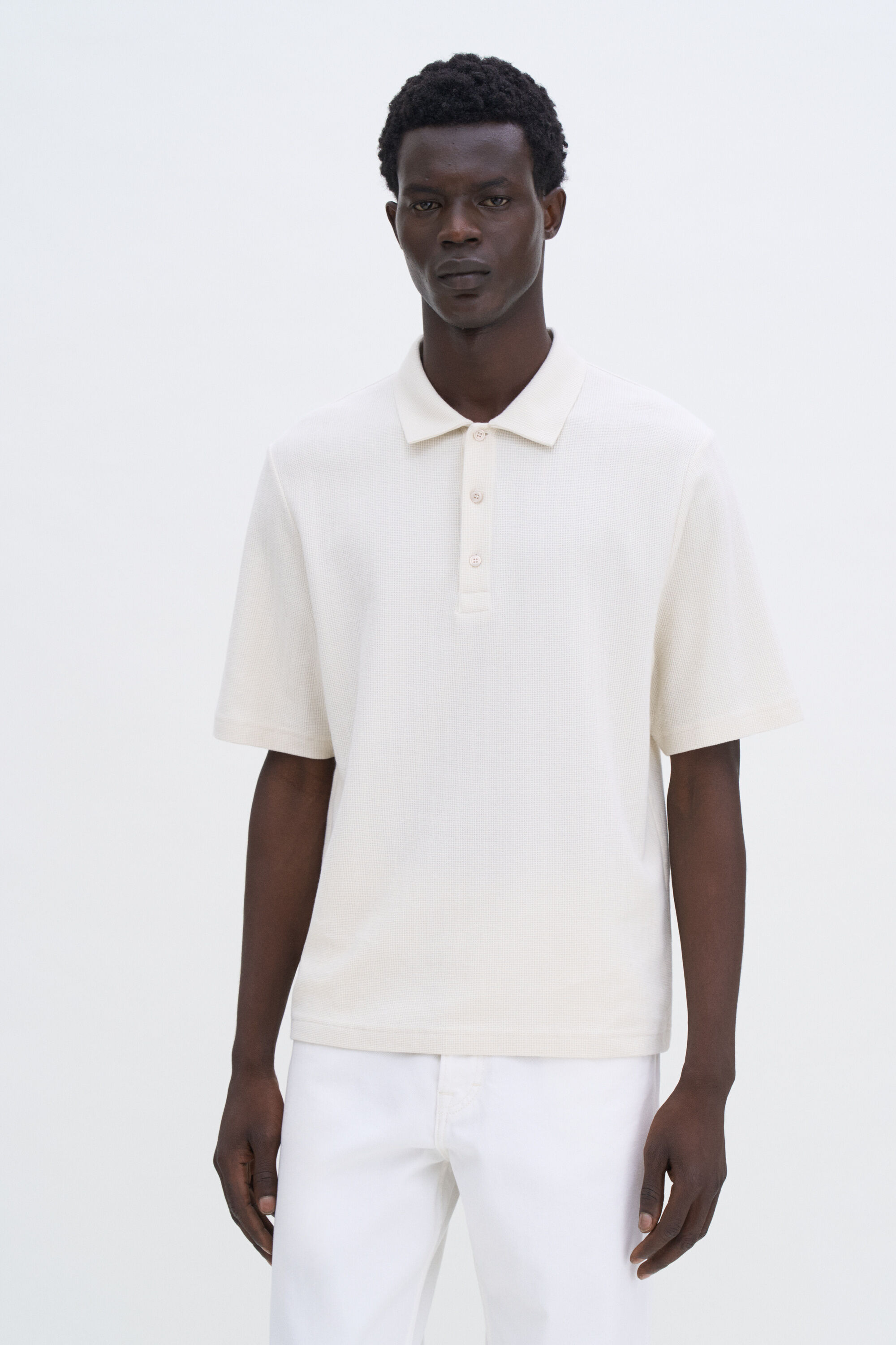 Cotton Jersey Polo Shirt - Cream White | FILIPPA K