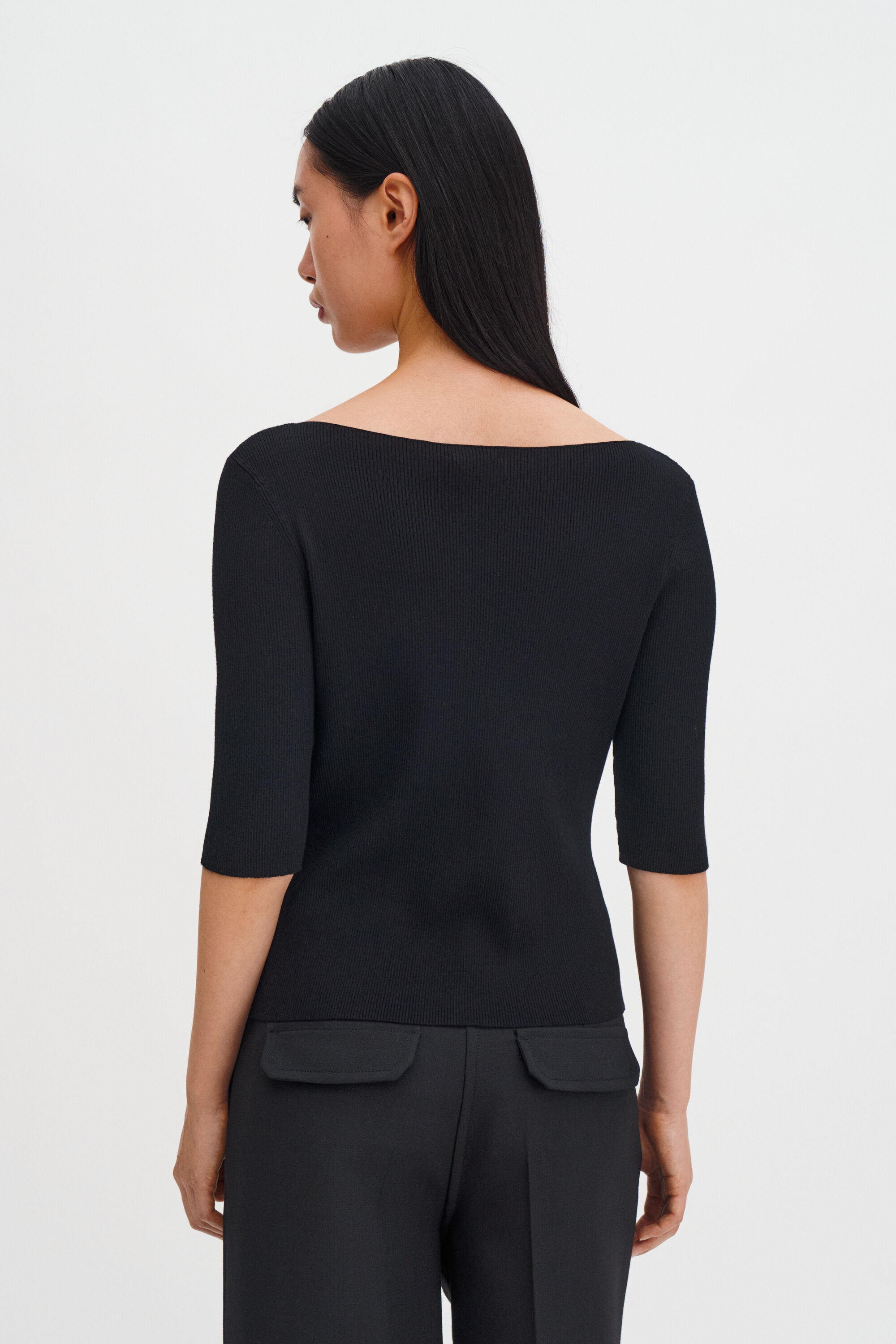 Boatneck Rib Top - Black | FILIPPA K