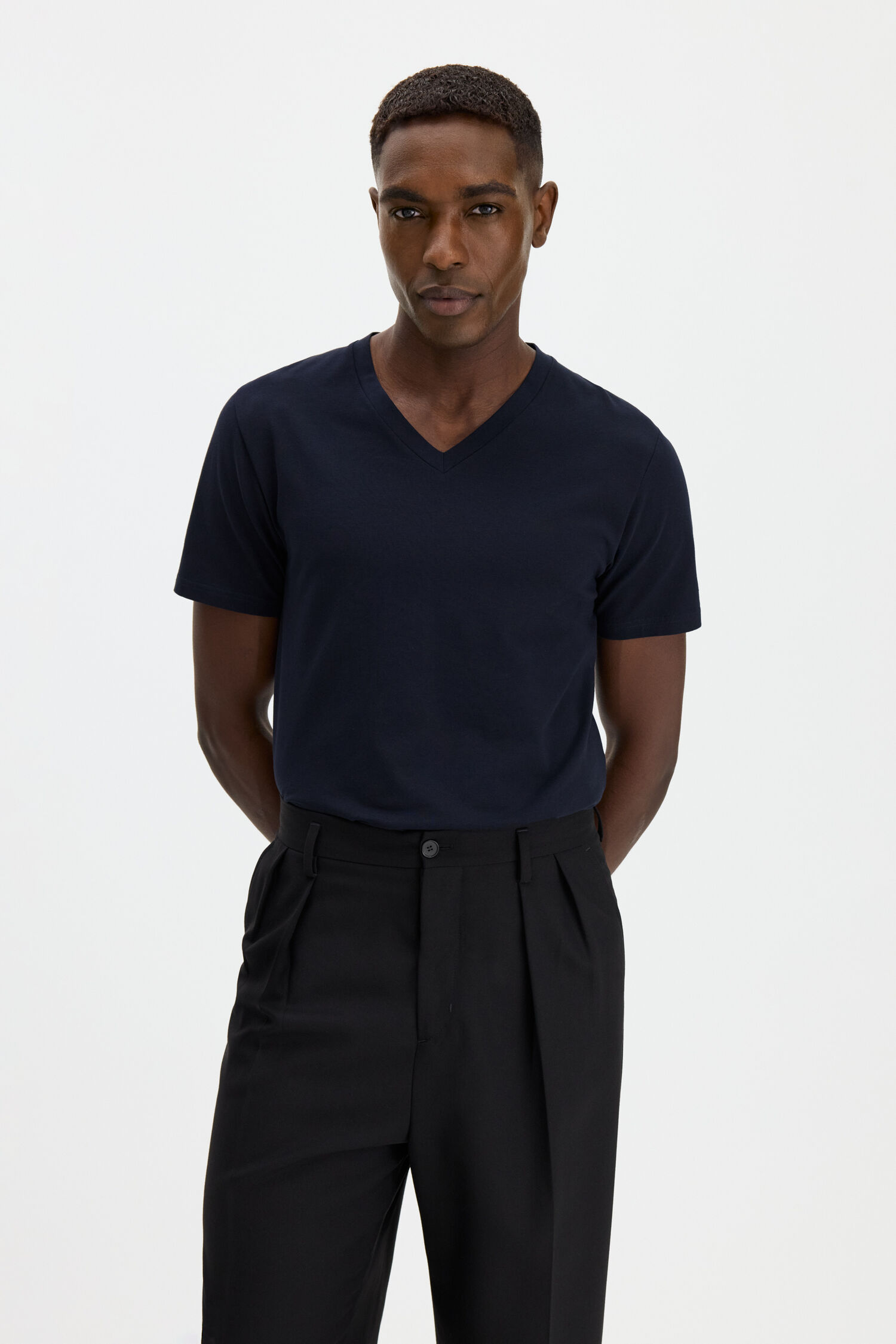 M. Lycra V-Neck Tee