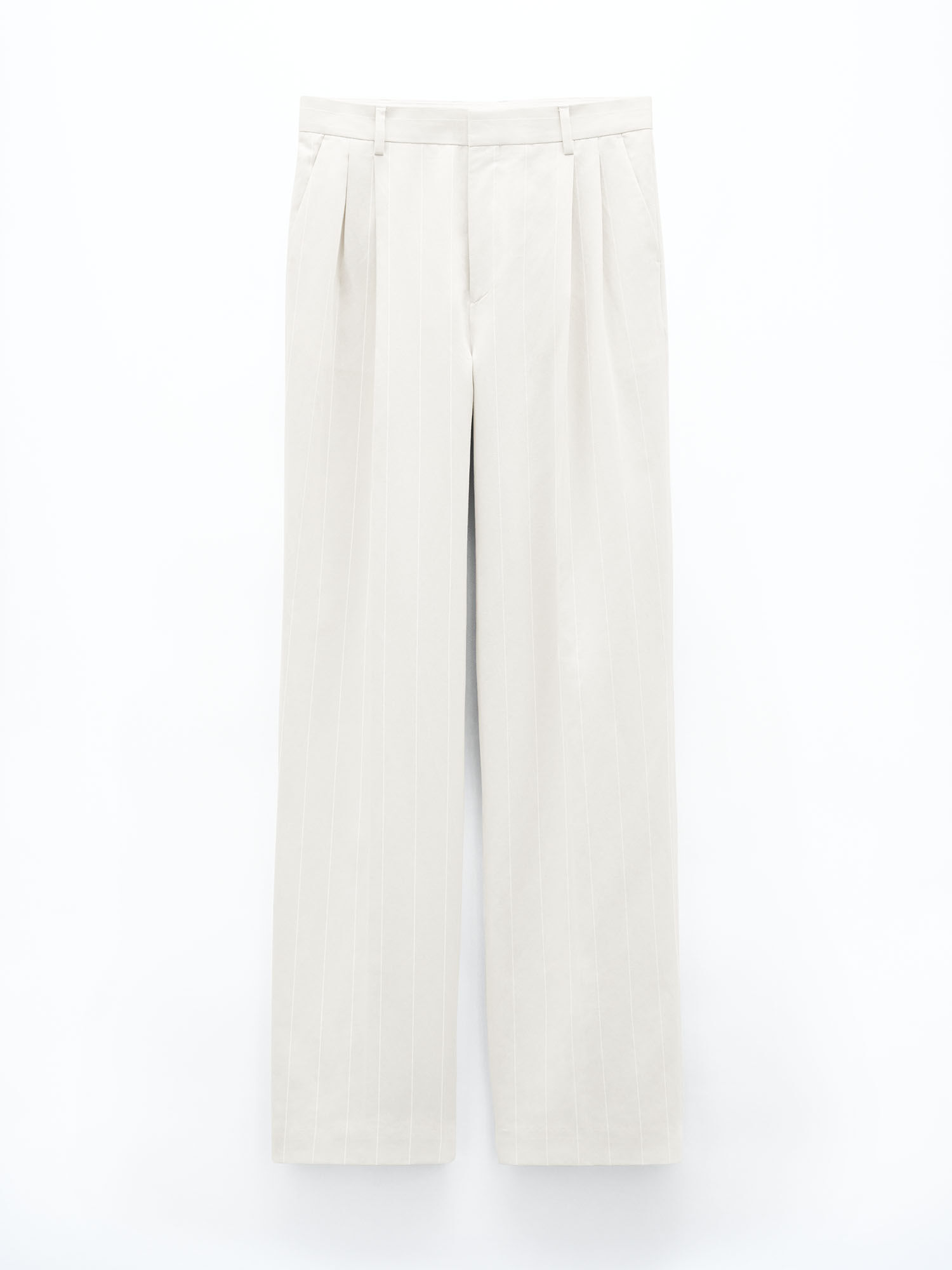 Pleated Pinstripe Trousers