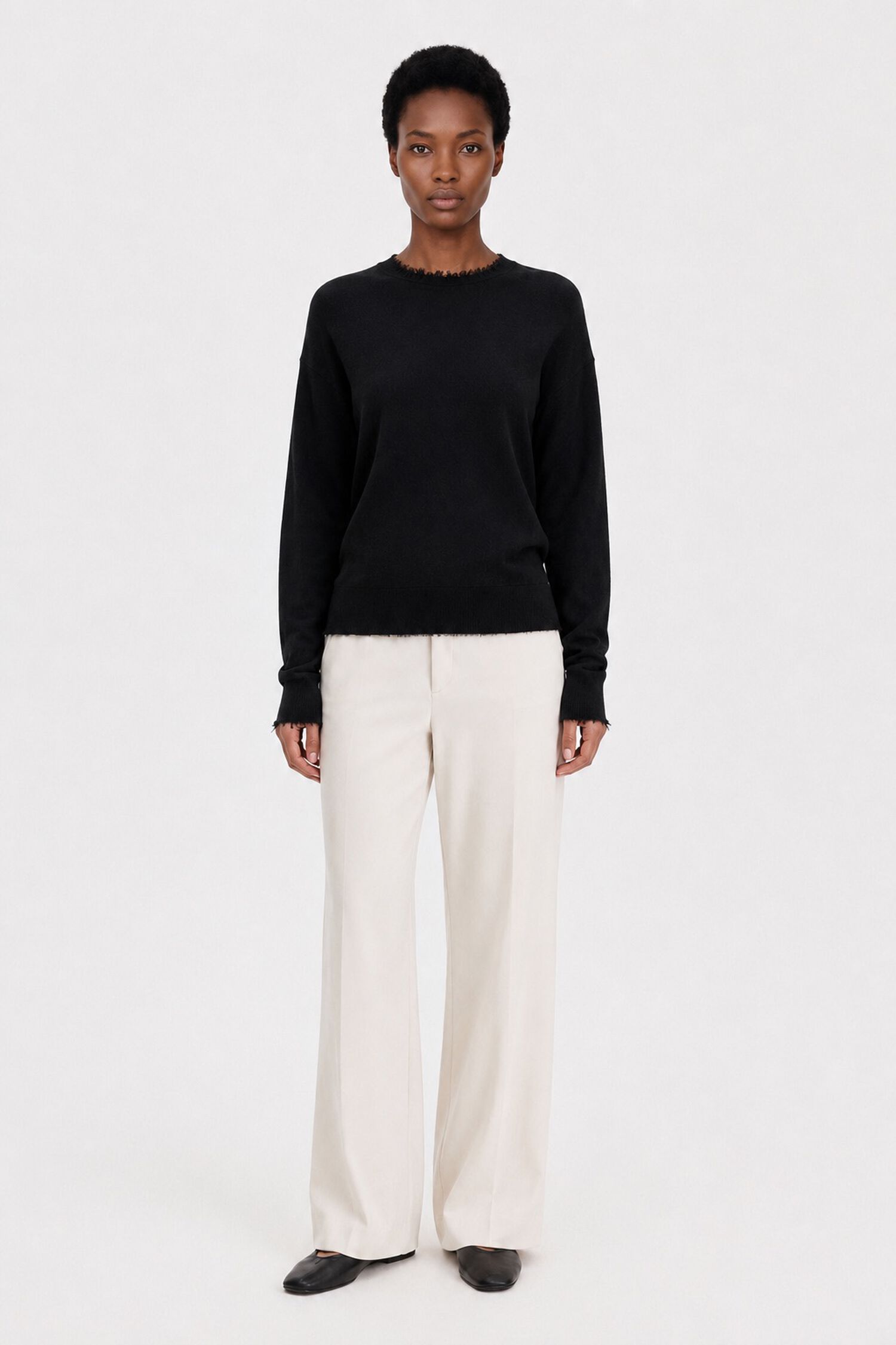 Frayed R-Neck Top