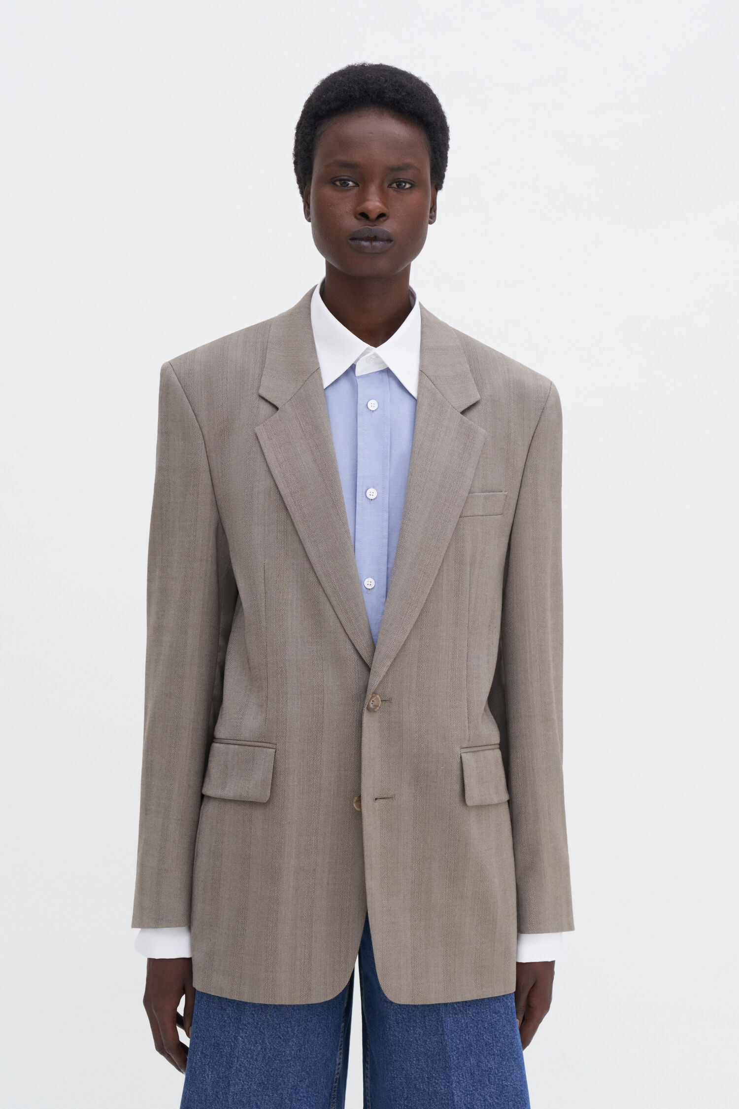 Tailored Herringbone Blazer