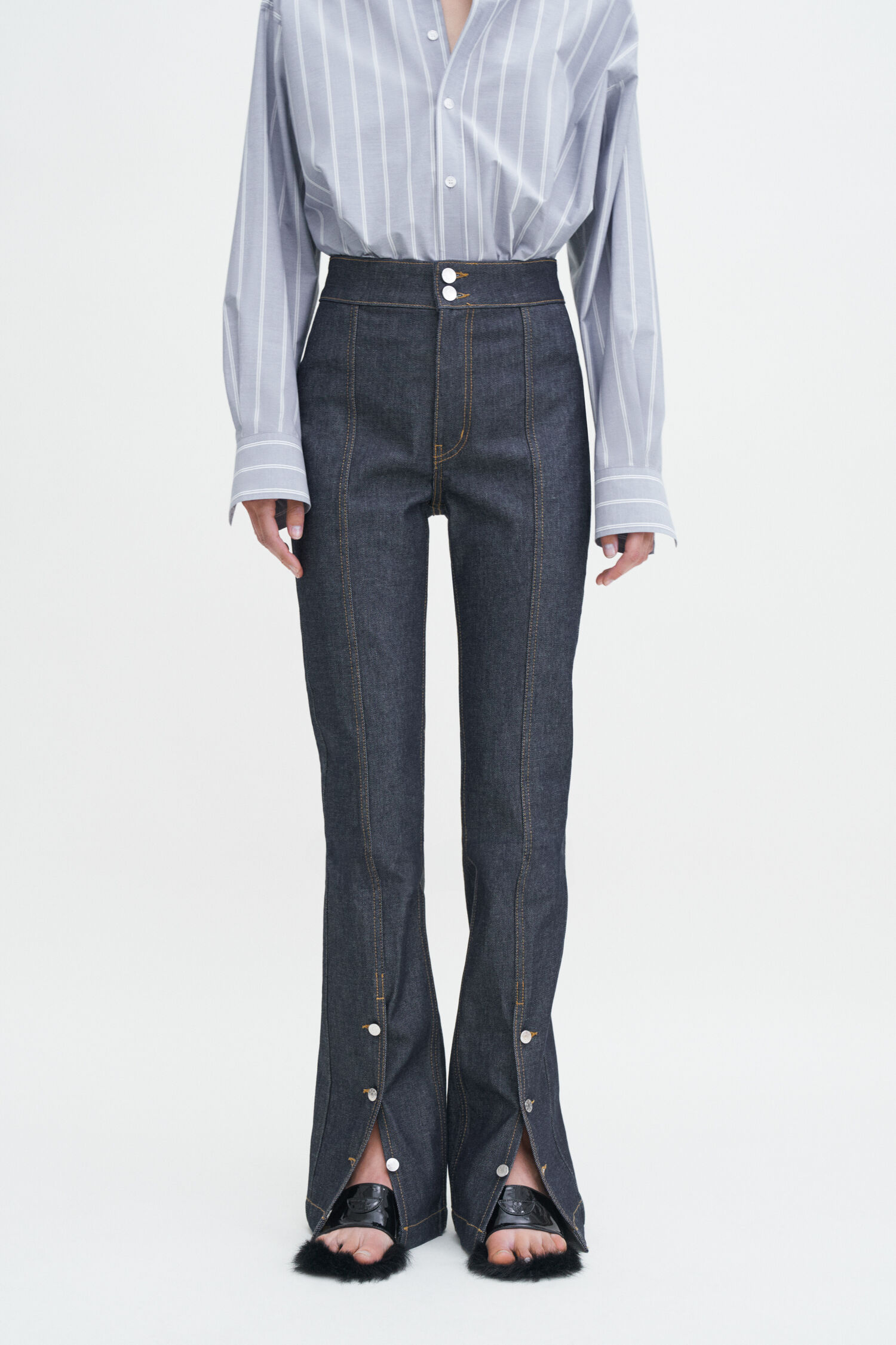 90s Stretch Button Front Jeans