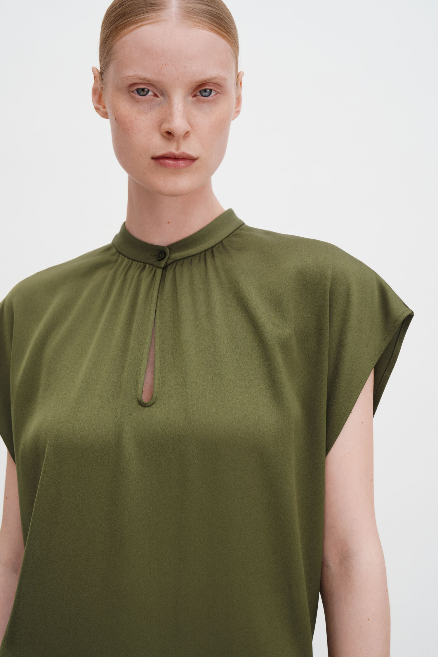 Belted Stand Collar Dress