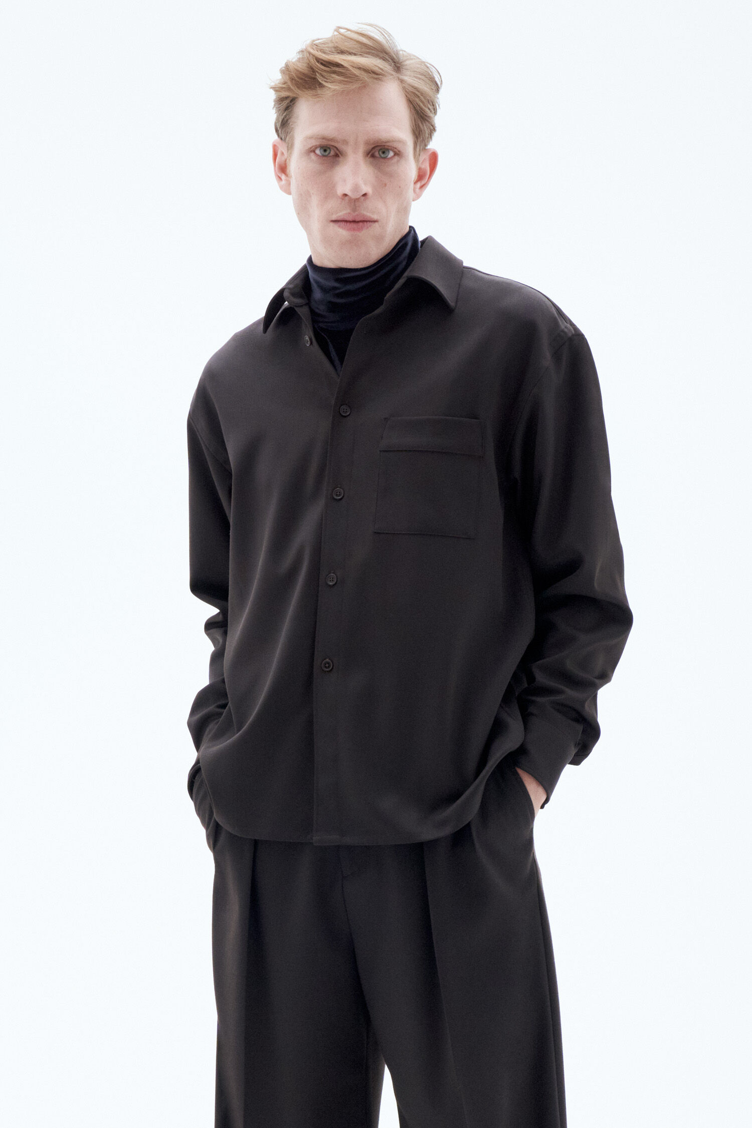 Boxy Wool Twill Shirt - Dark Brown | FILIPPA K