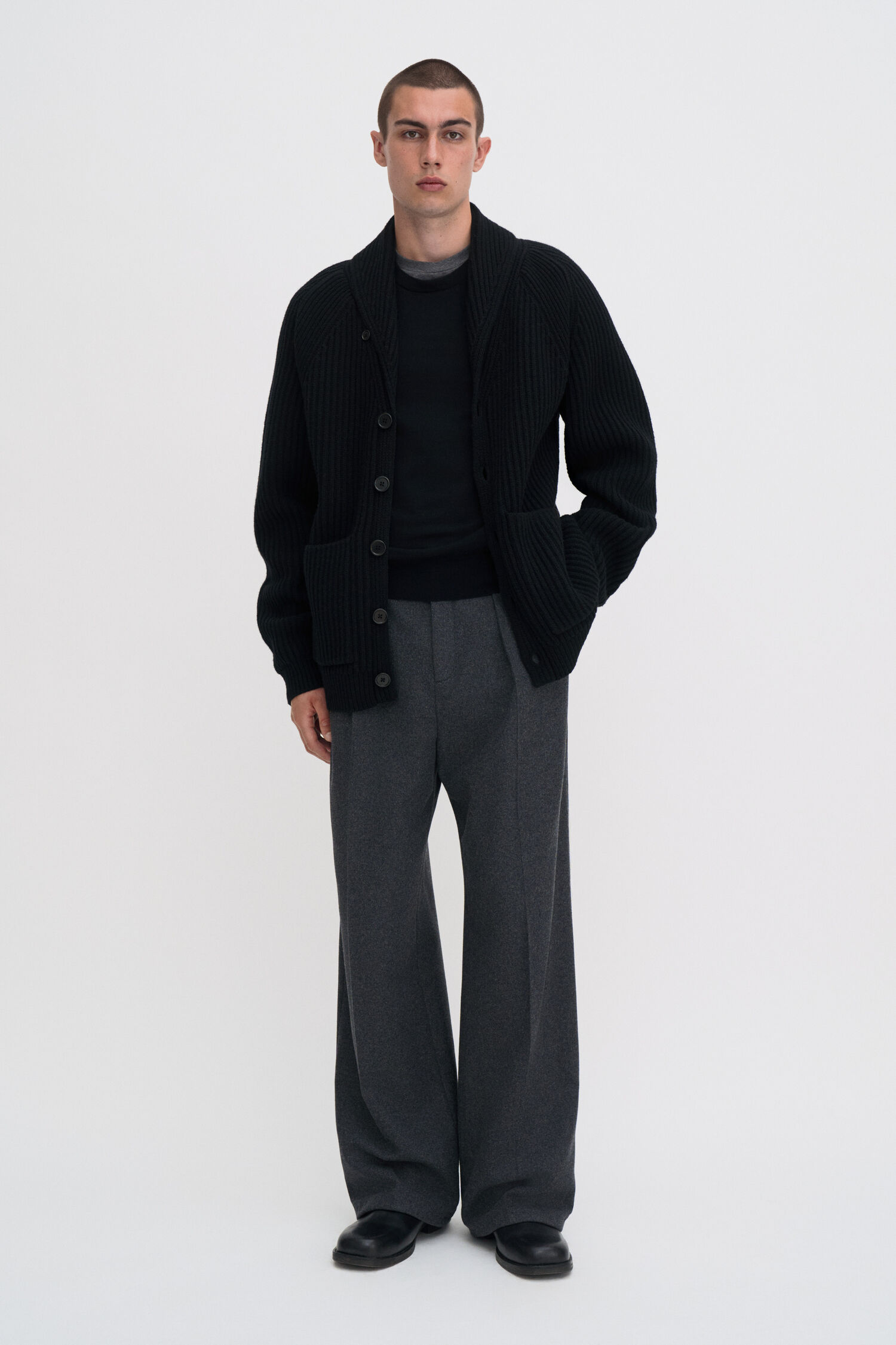 Shawl Collar Wool Cardigan